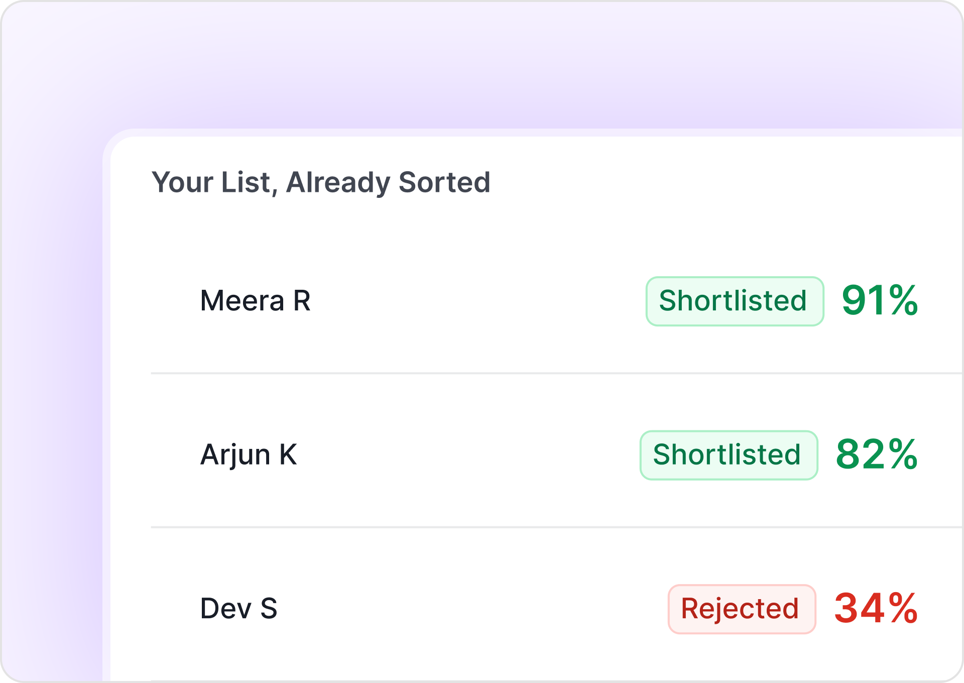Intervue AI Resume Screening Step 3: Score, rank, and shortlist - Automated candidate ranking and reject bar