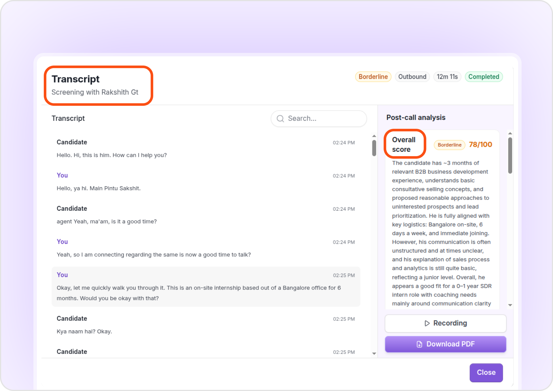 Intervue Recruiter Screening Step 2: Capture Every Part of the Call