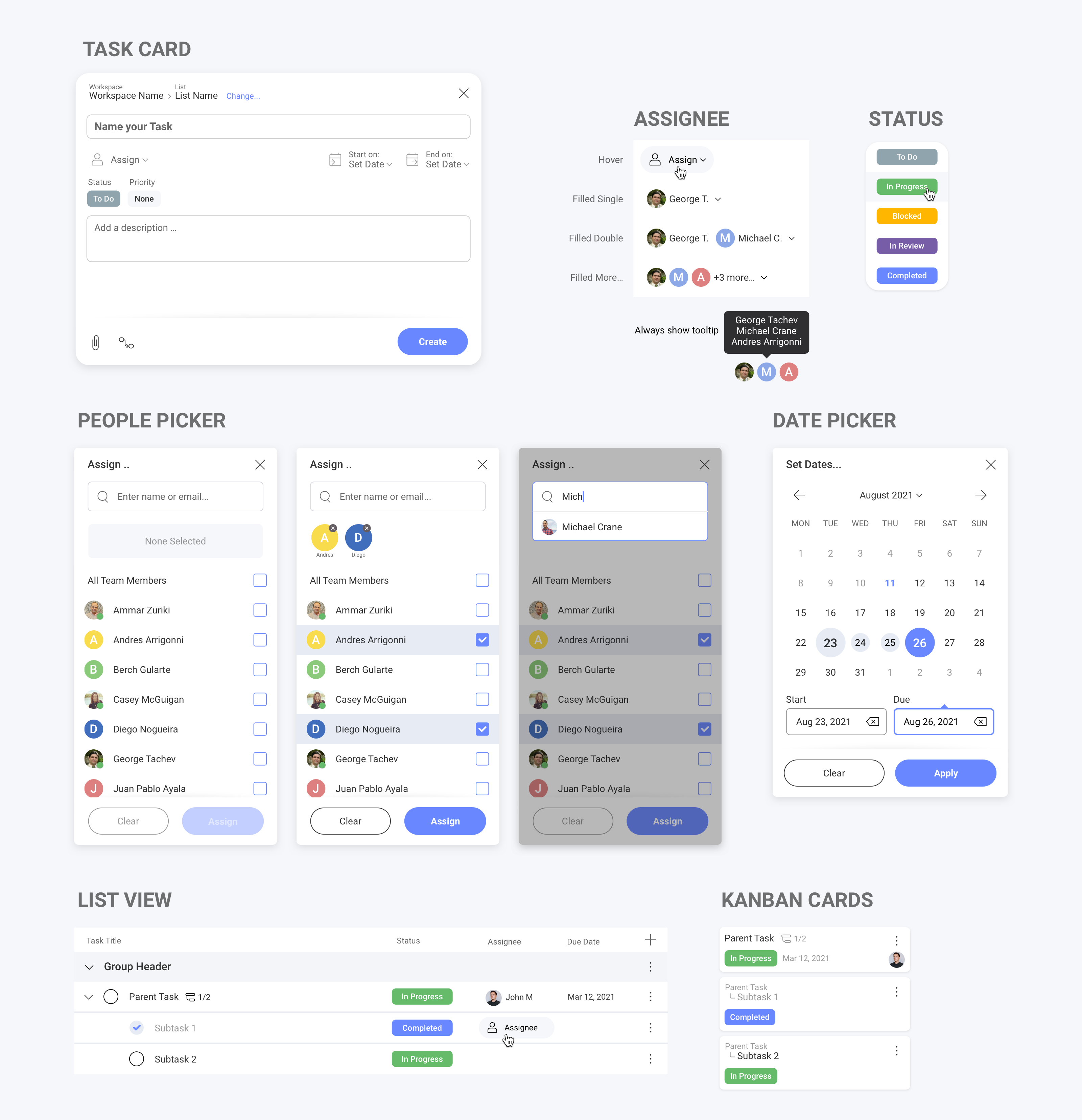 Task Components Light Theme