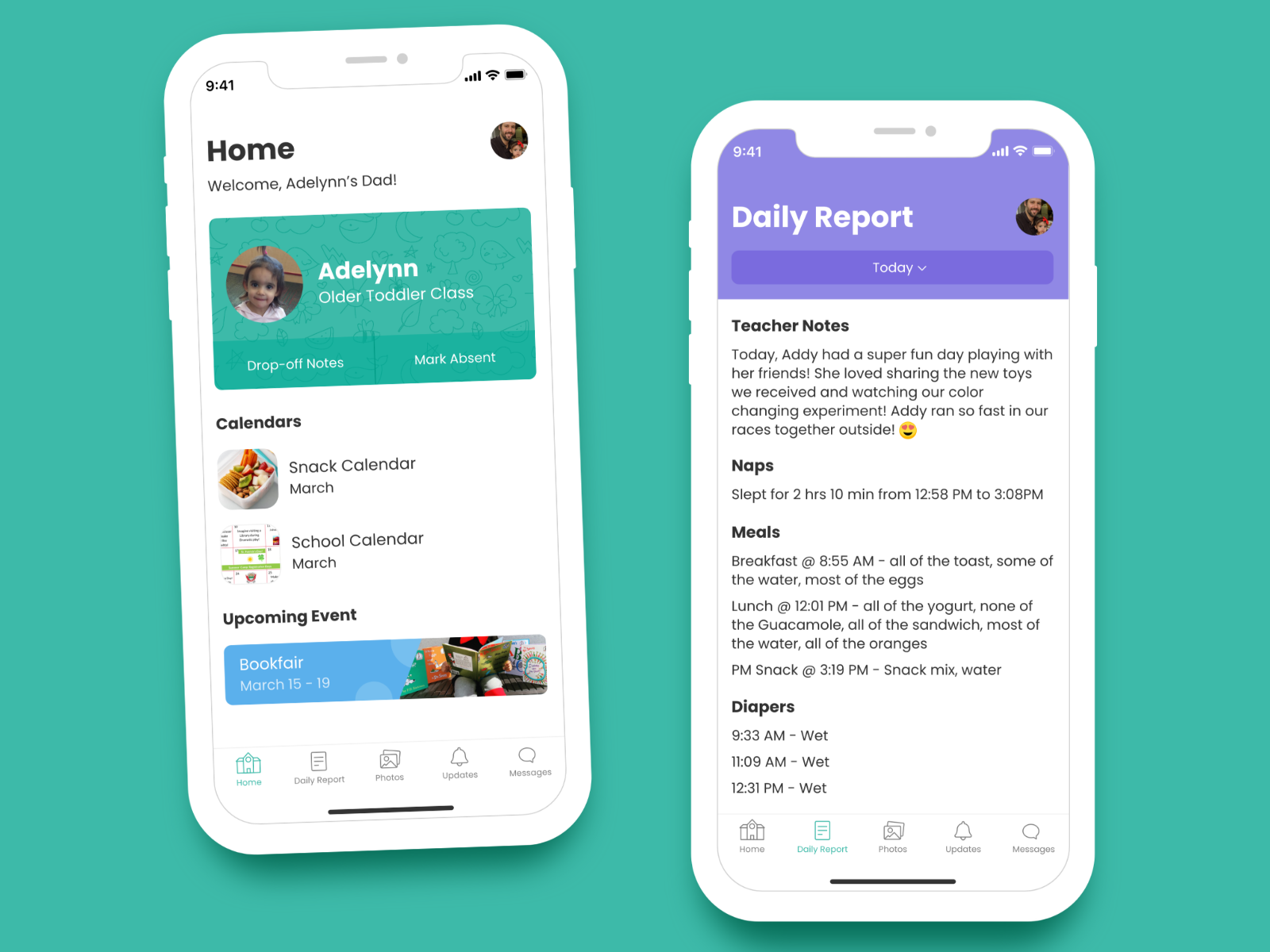Daycare app page header