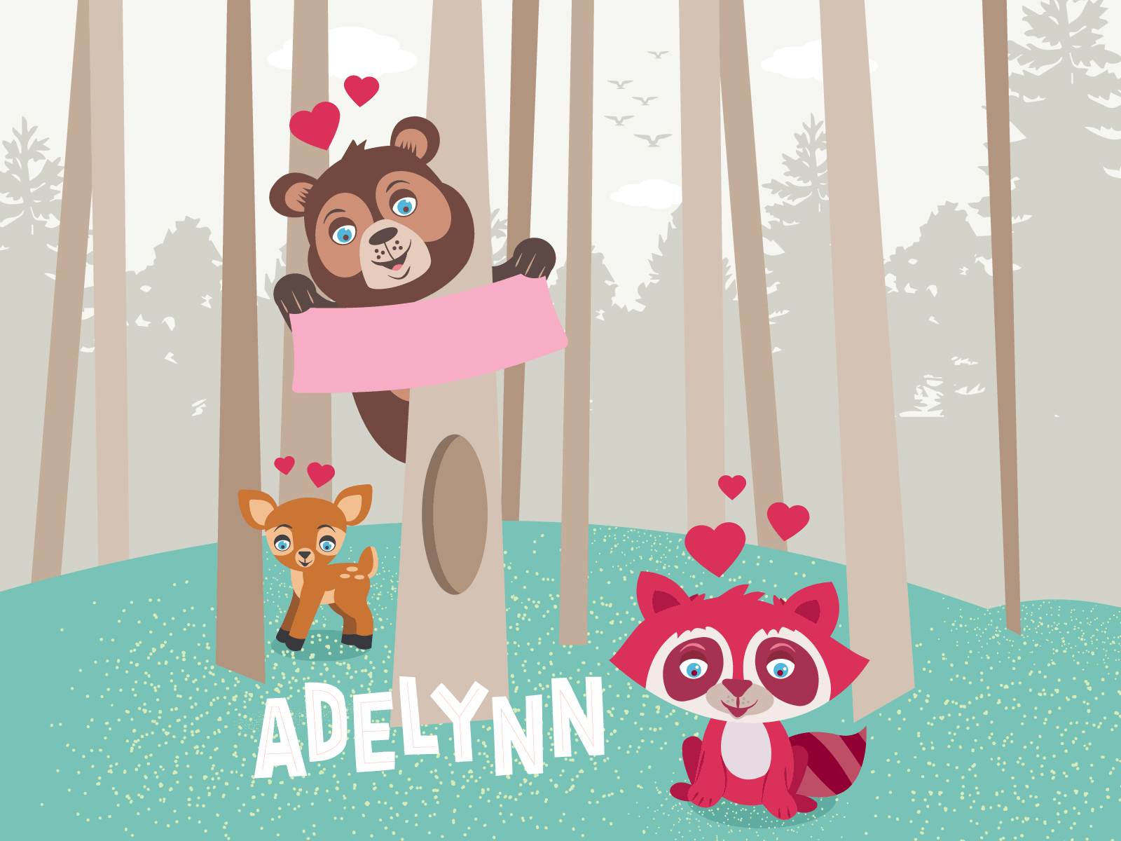 Poster with forest animals