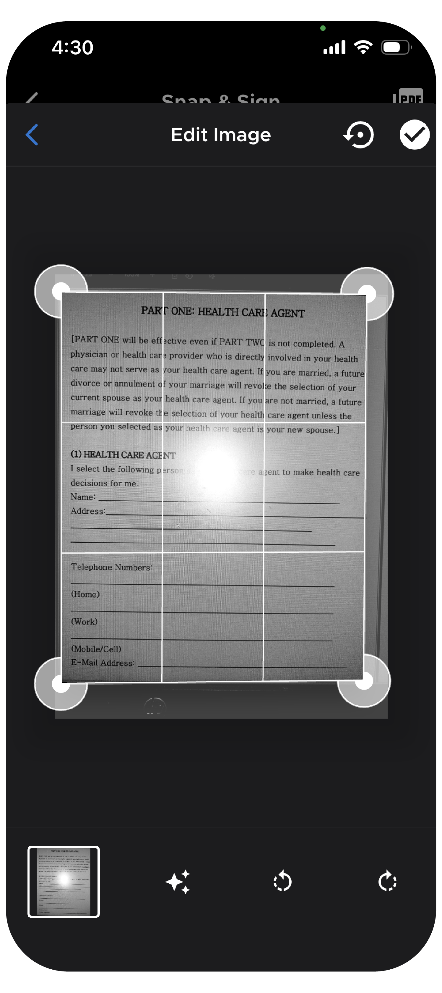 Screenshot of QliqCHAT HIPAA-Compliant Texting App showcasing the ability to easily create PDF using a device's built-in camera.