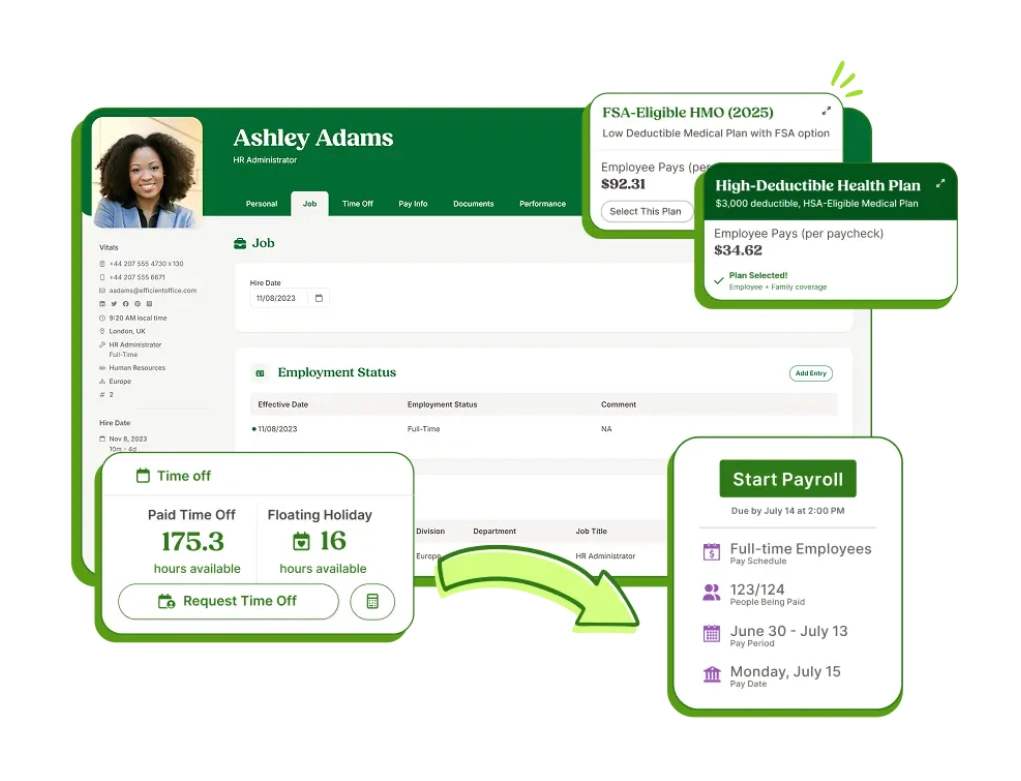 BambooHR’s employee benefits dashboard