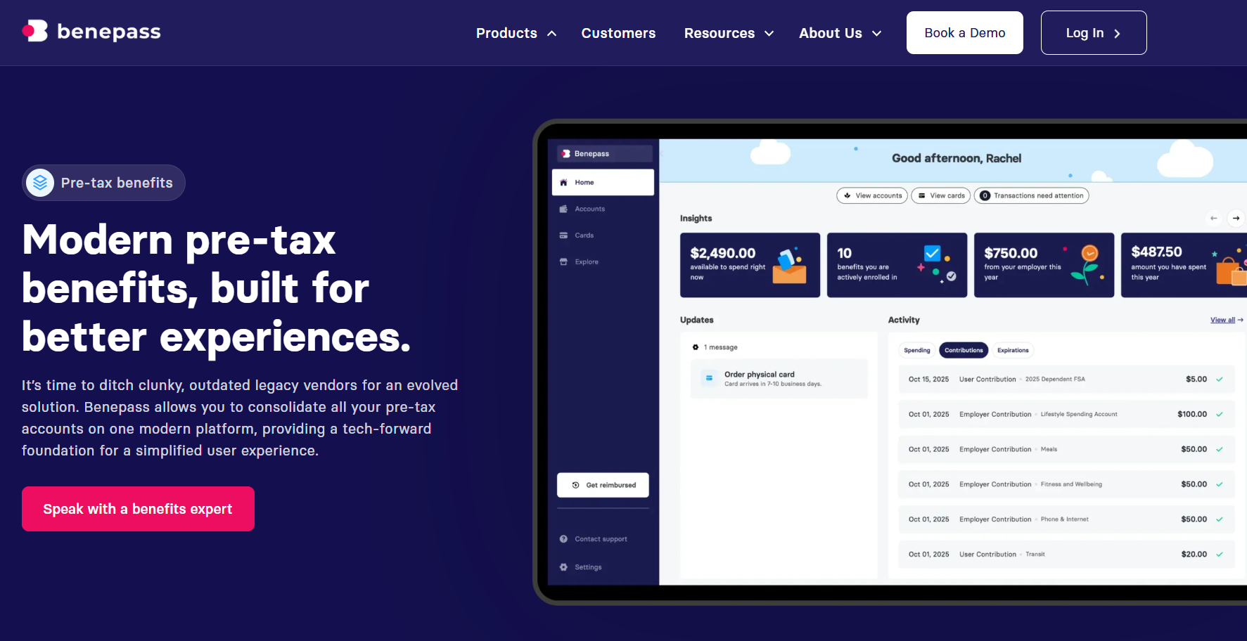 Benepass “Pre-tax benefits” landing page
