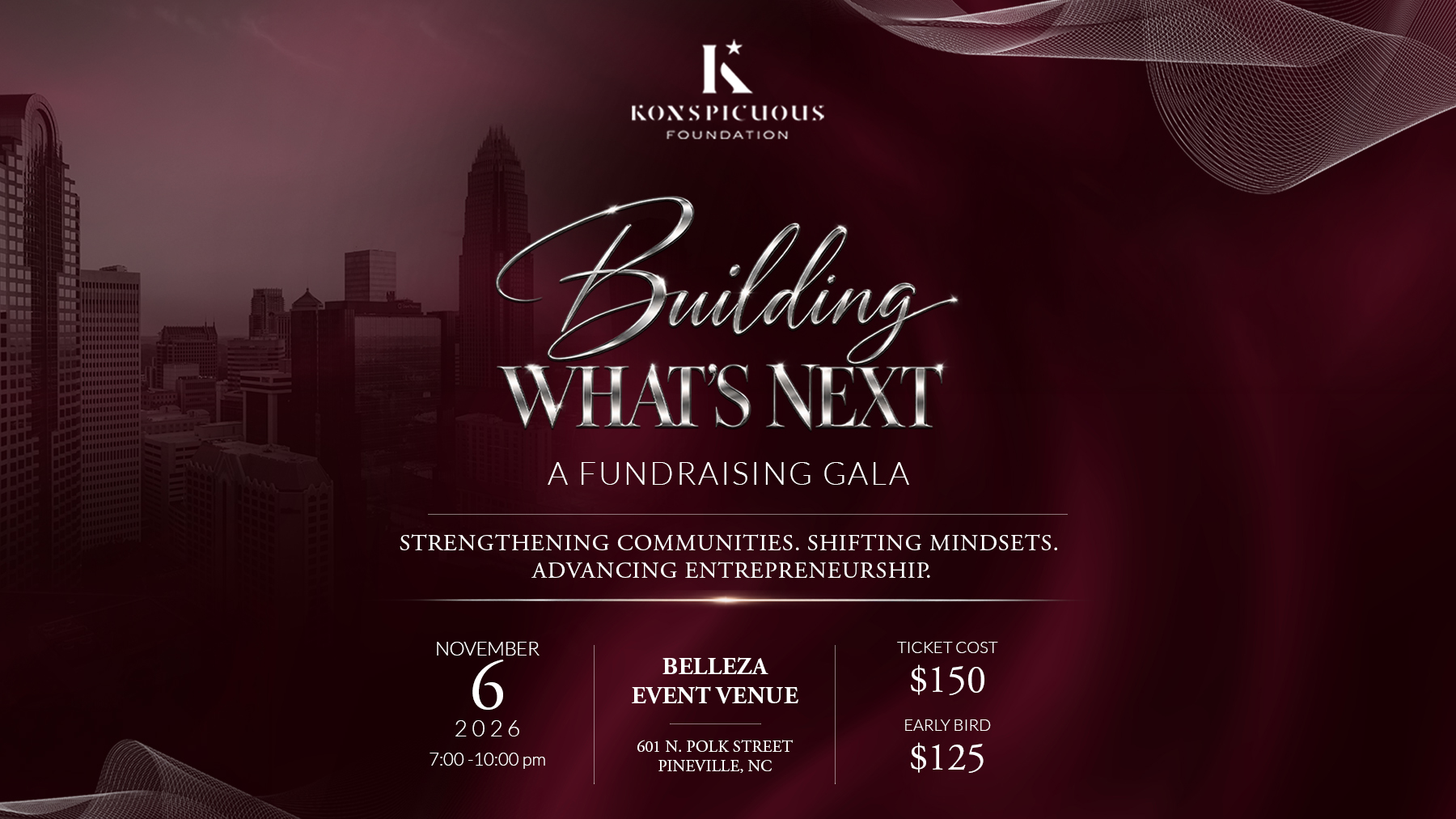 Konspicuous Foundation Building What’s Next annual fundraising gala 2026