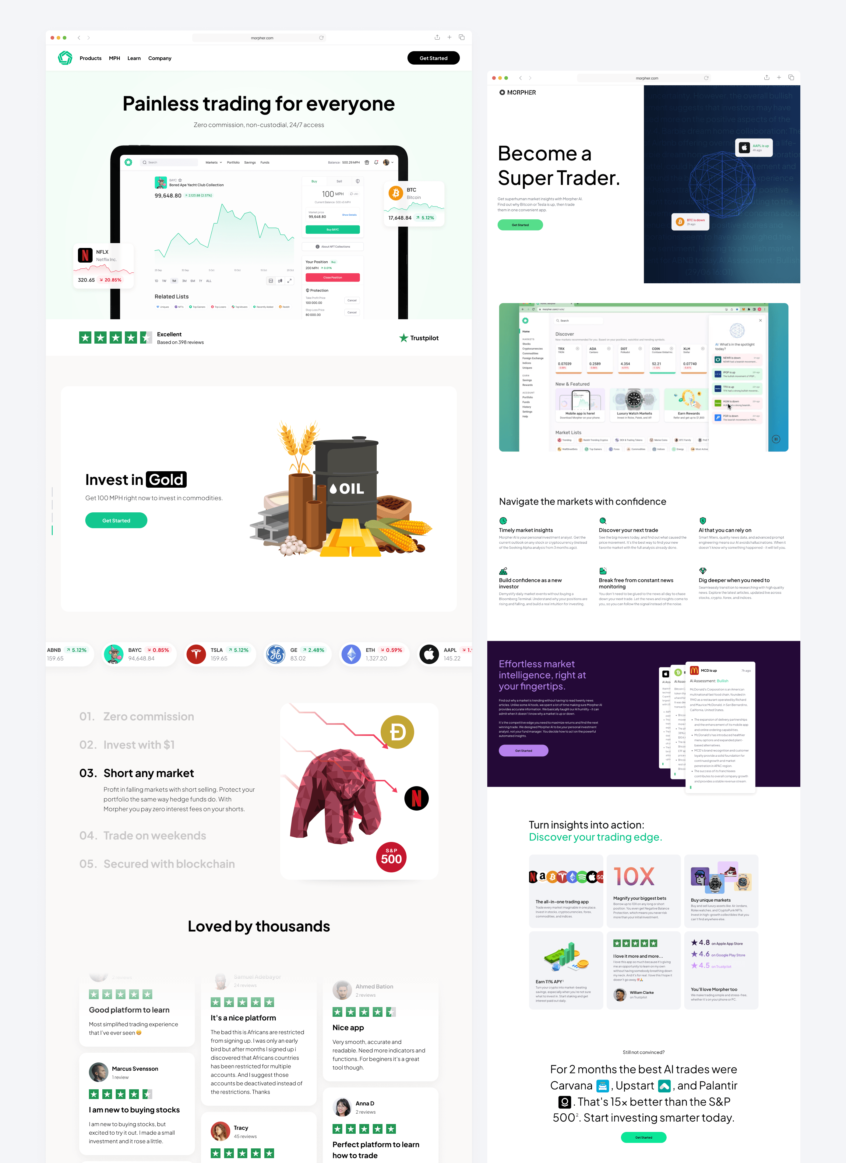 Morpher landing pages
