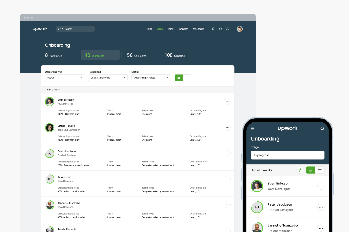 Upwork platform redesign screenshot