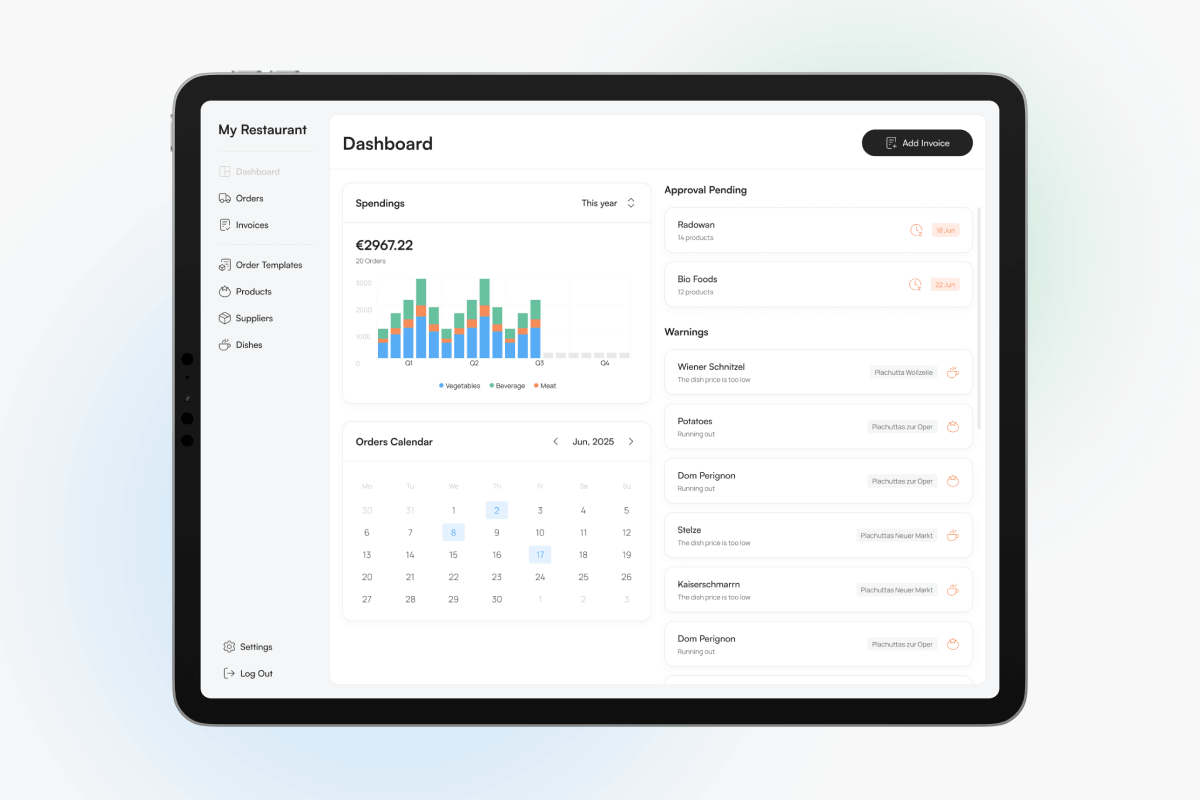 Spensa restaurant management app