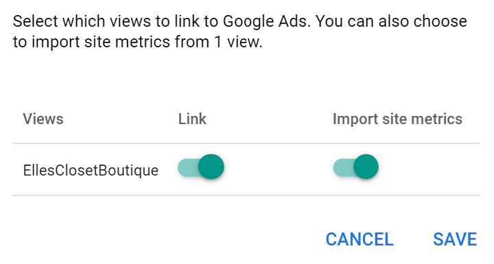 Google Analytics and Google Ads linked correctly.