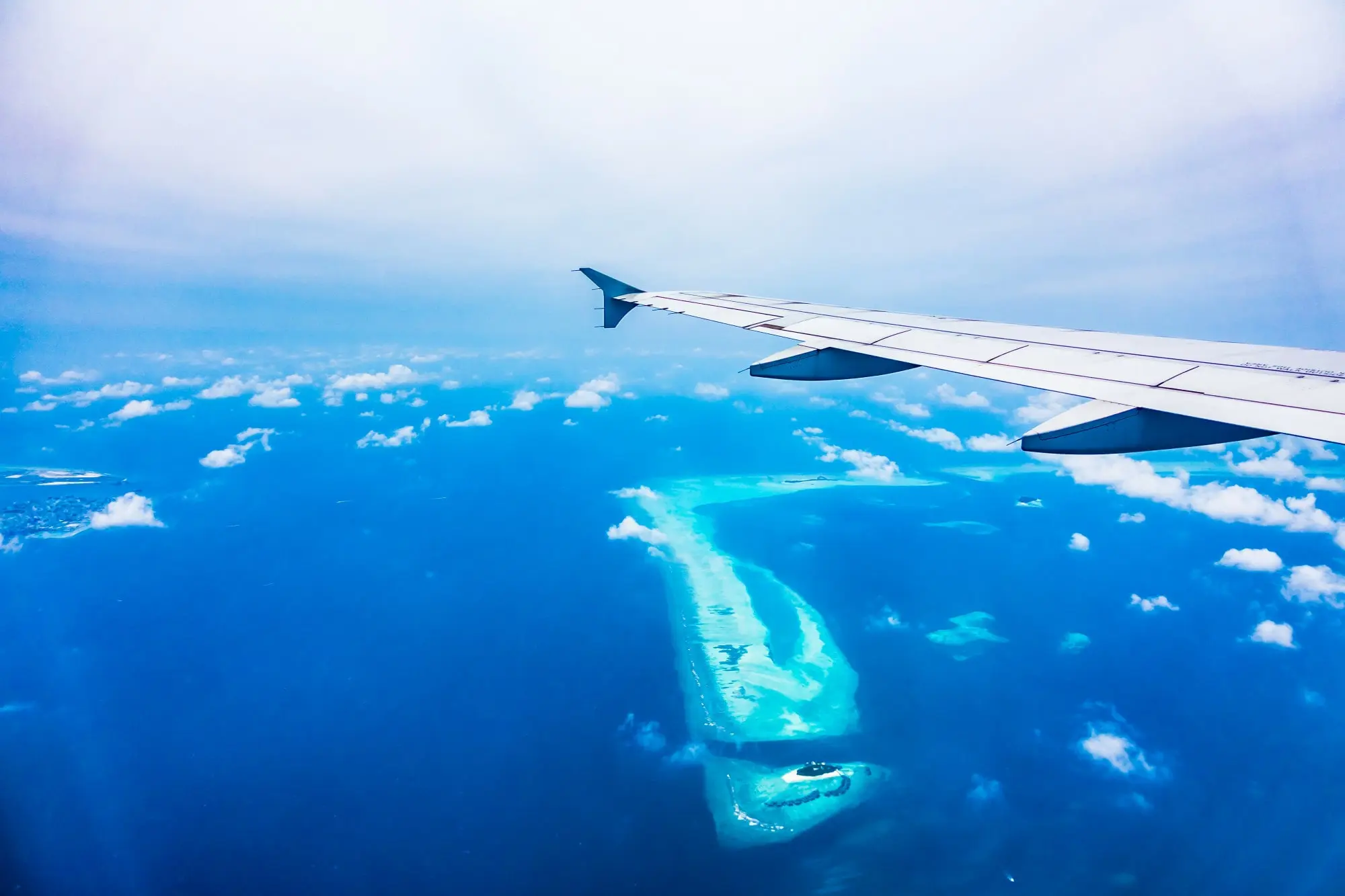 Wing of an aeroplane from the window view
