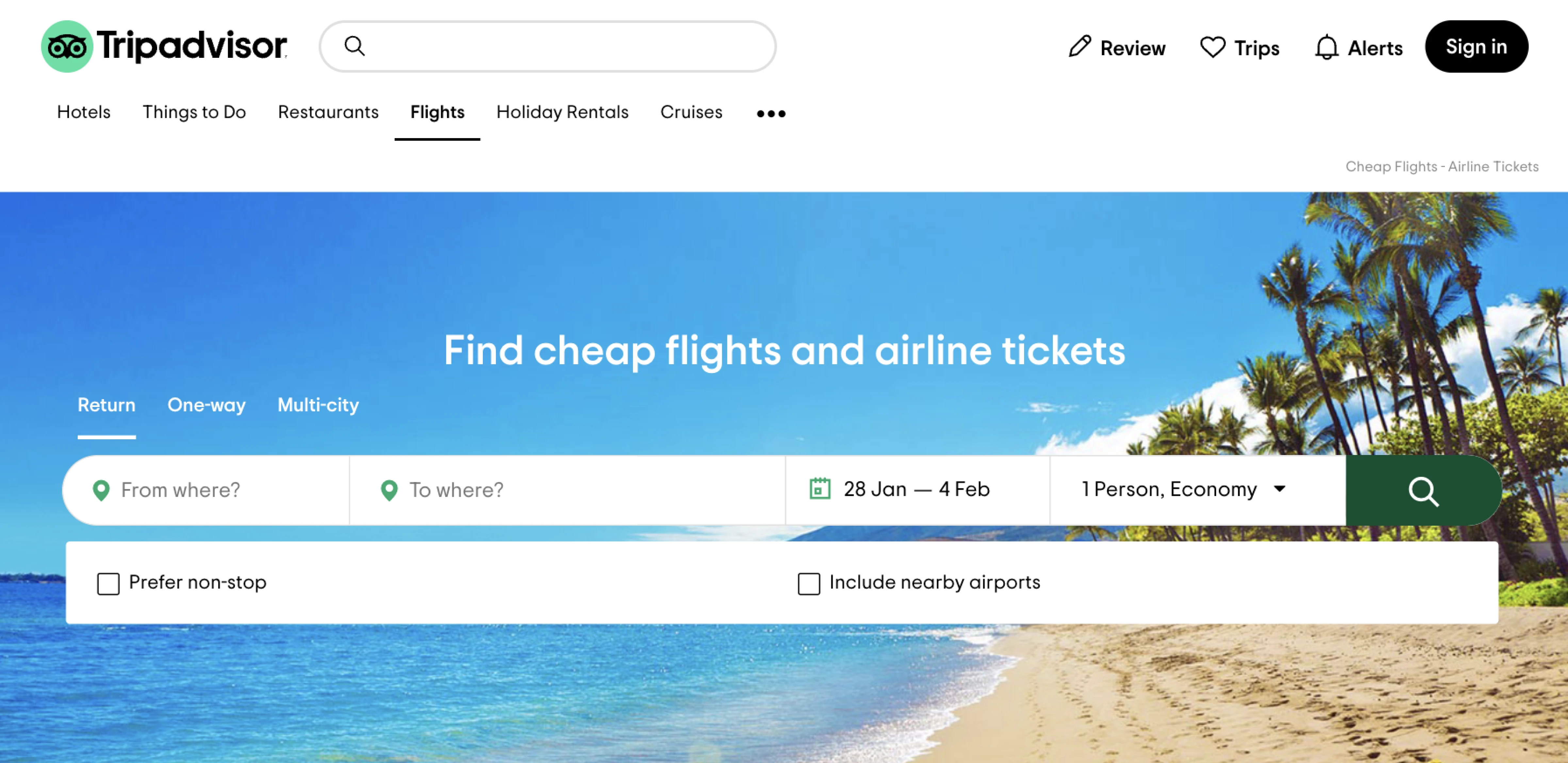Best Google Flights Alternatives: TripAdvisor Flights