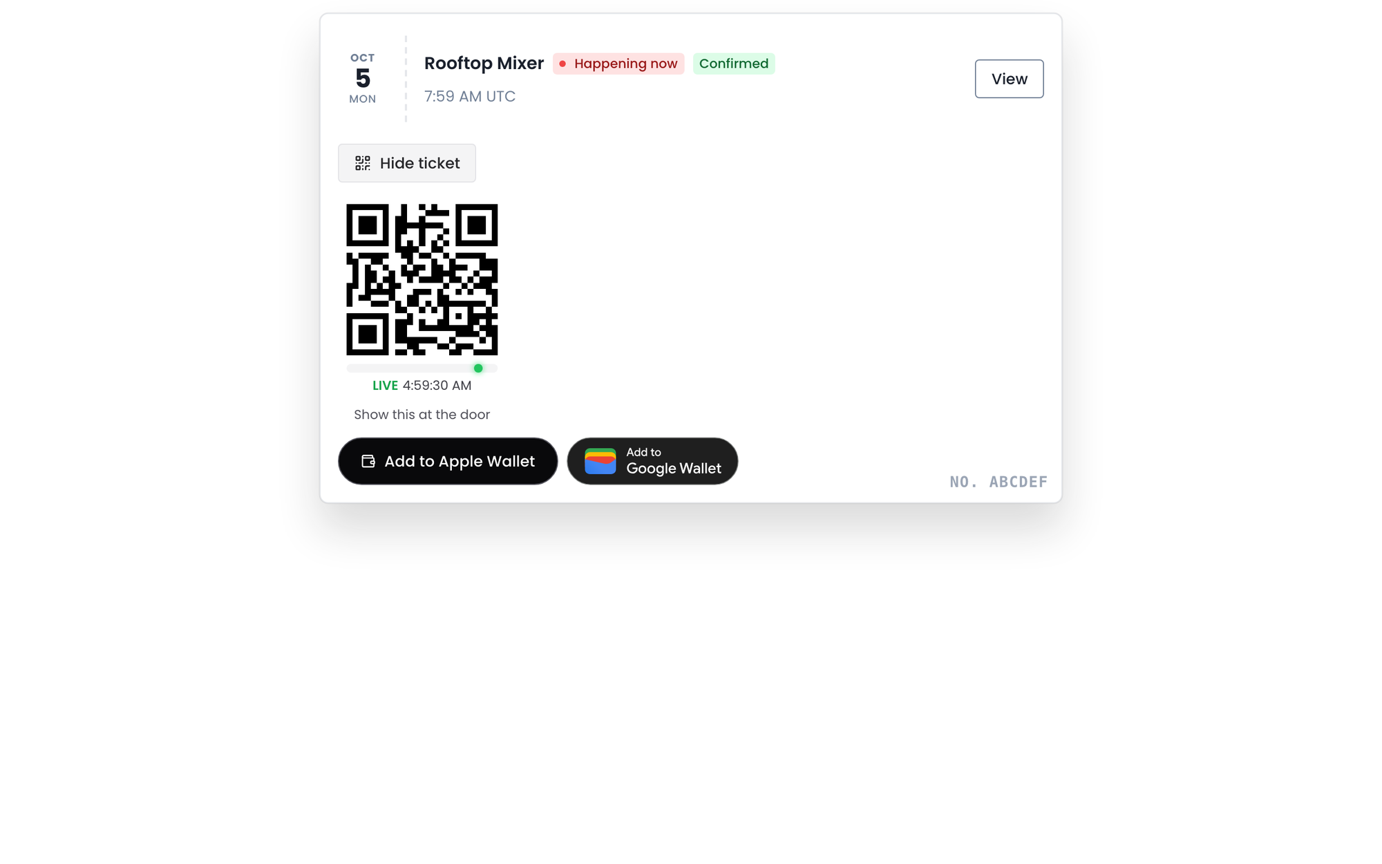 Attendees get a QR ticket and Wallet pass