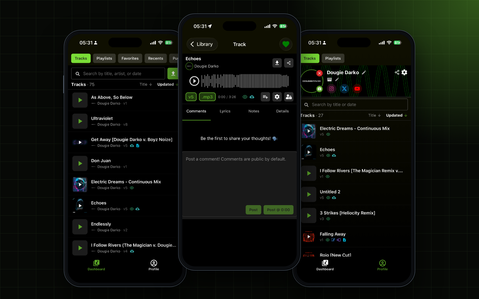 The Fasttrak mobile app: your library, the player and your artist page