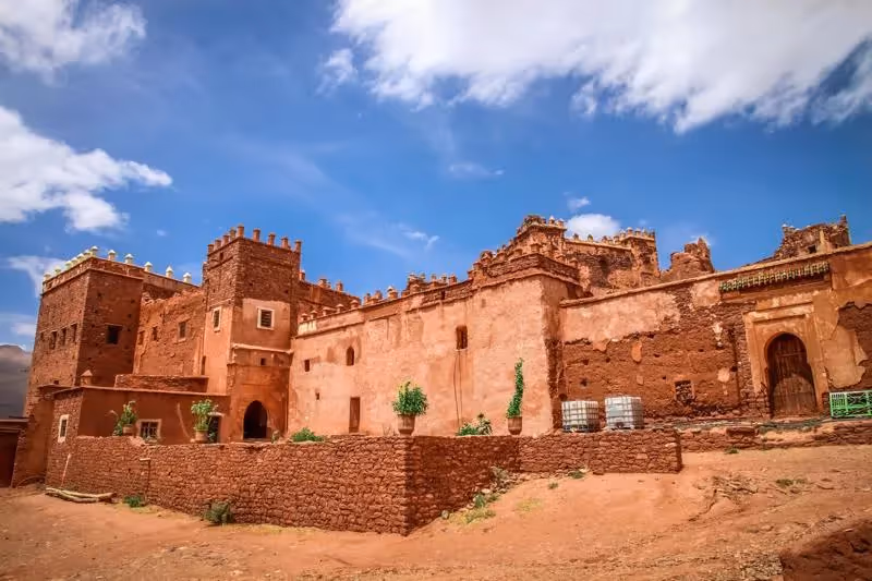 Kasbah du Glaoui à Telouet, architecture en pisé.