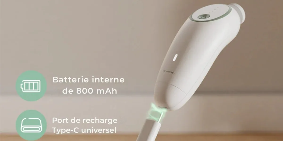 Mouche-bébé électrique Momcozy avec batterie interne 800 mAh et port de recharge USB-C