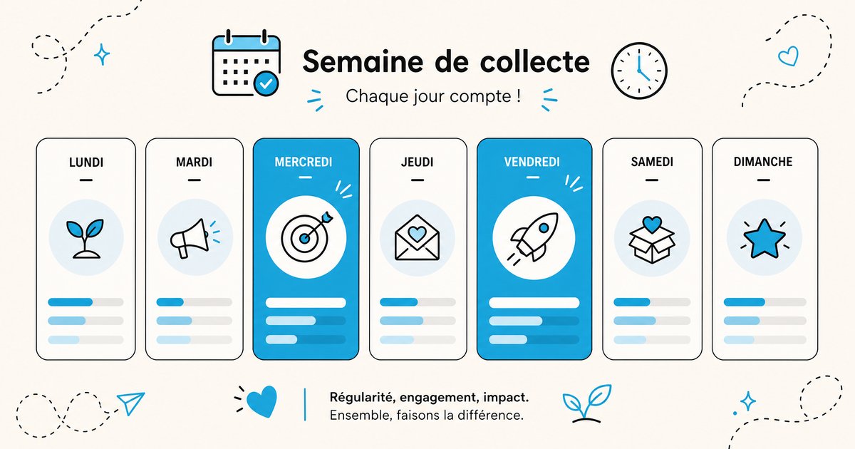 Illustration d'un calendrier hebdomadaire stylisé, mettant en avant certains jours avec des barres de collecte abstraites