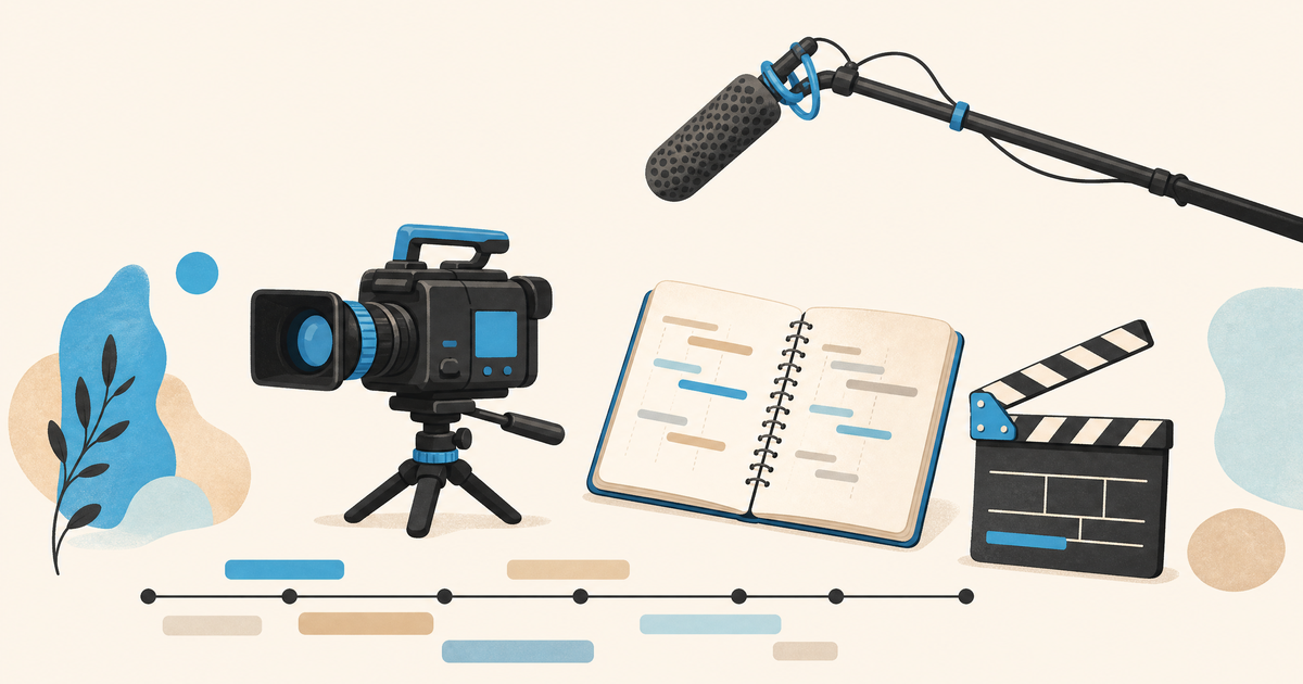 Illustration d’un budget de documentaire indépendant avec caméra, micro et plan de production.