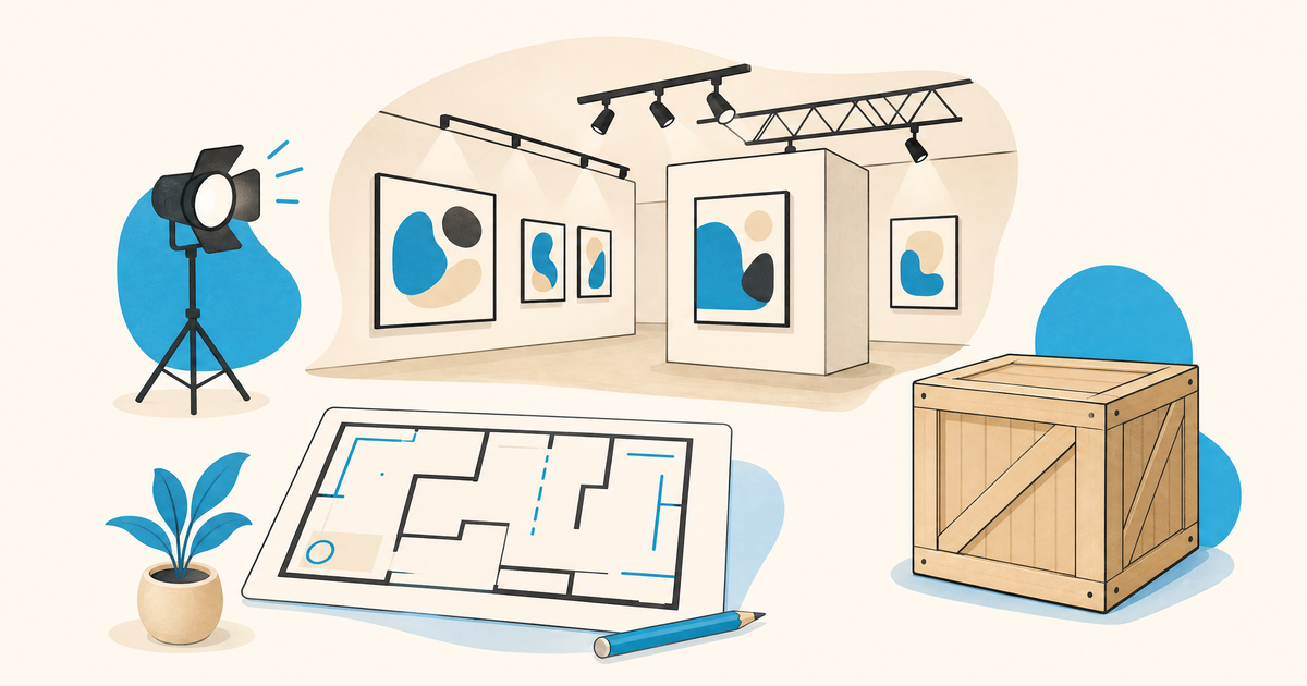 Illustration d’un budget d’exposition avec tirages, cadres, éclairage et logistique