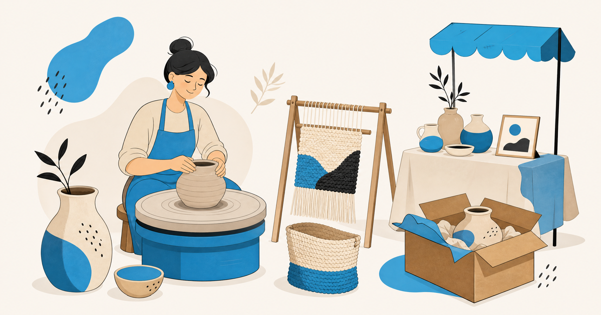 Illustration d’un budget d’artisanat d’art avec outils, matières, atelier et postes de financement