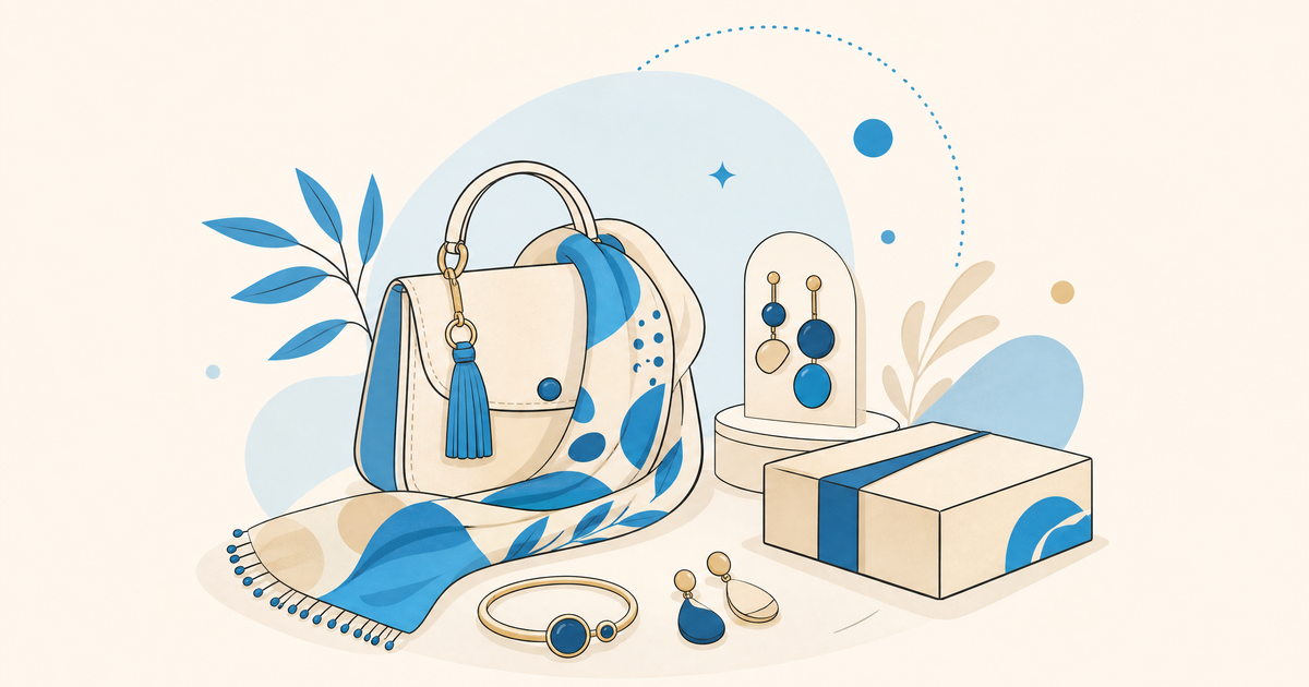 Illustration d’un budget d’accessoires de mode avec sacs, ceintures, matières, atelier et postes de financement
