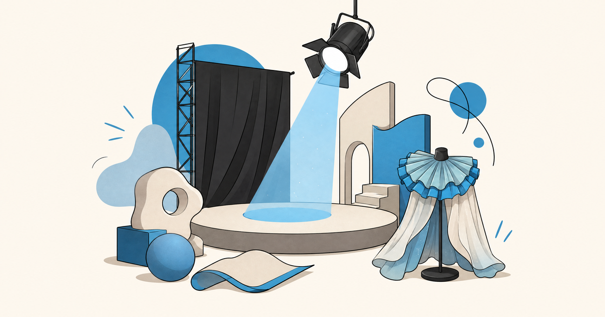 Illustration d’un budget de performance artistique avec scène, artistes, éclairage, scénographie et postes de financement