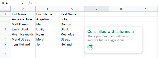 Separating first and last names step 3