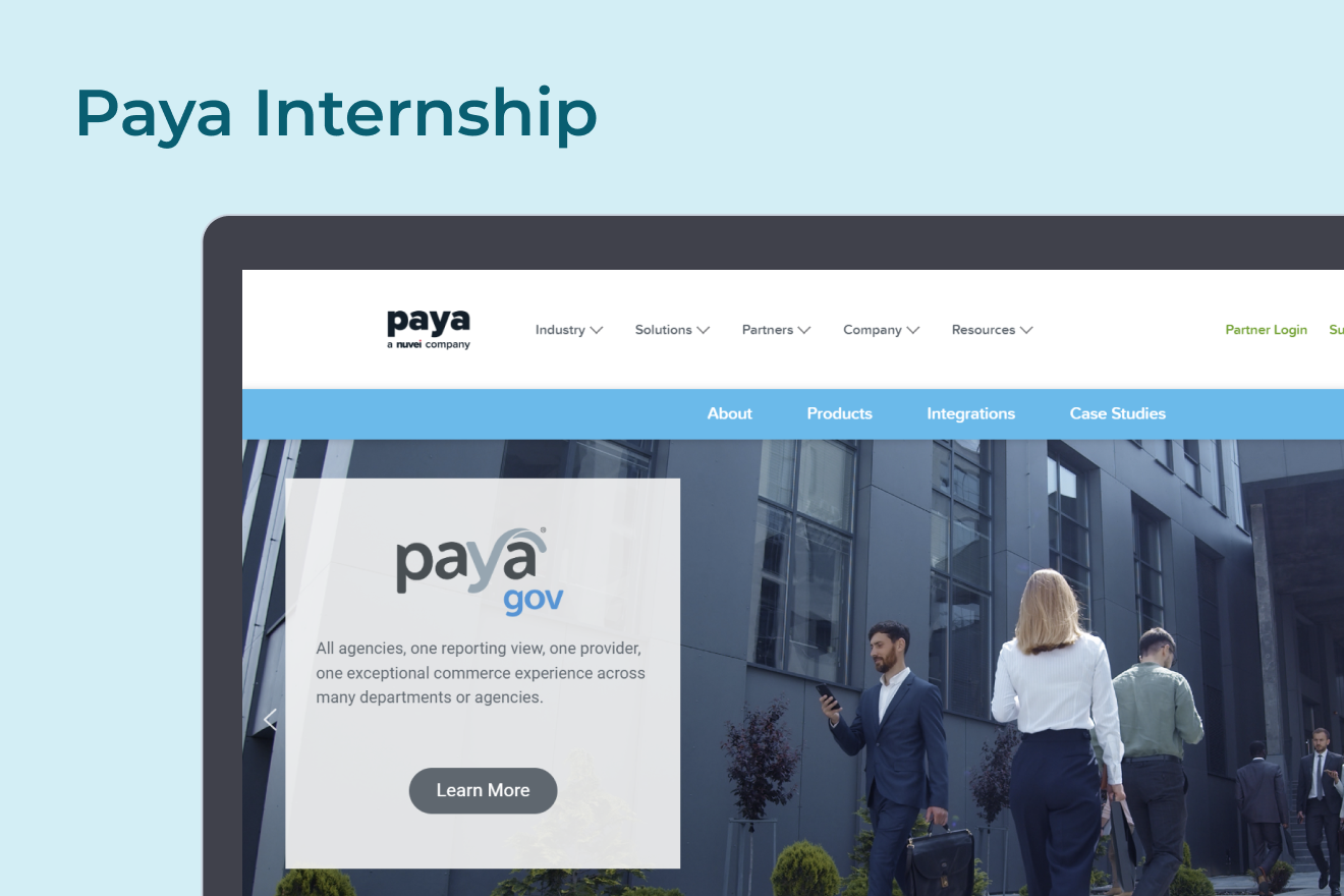 Paya website screen with the words "Paya Usability Audit"