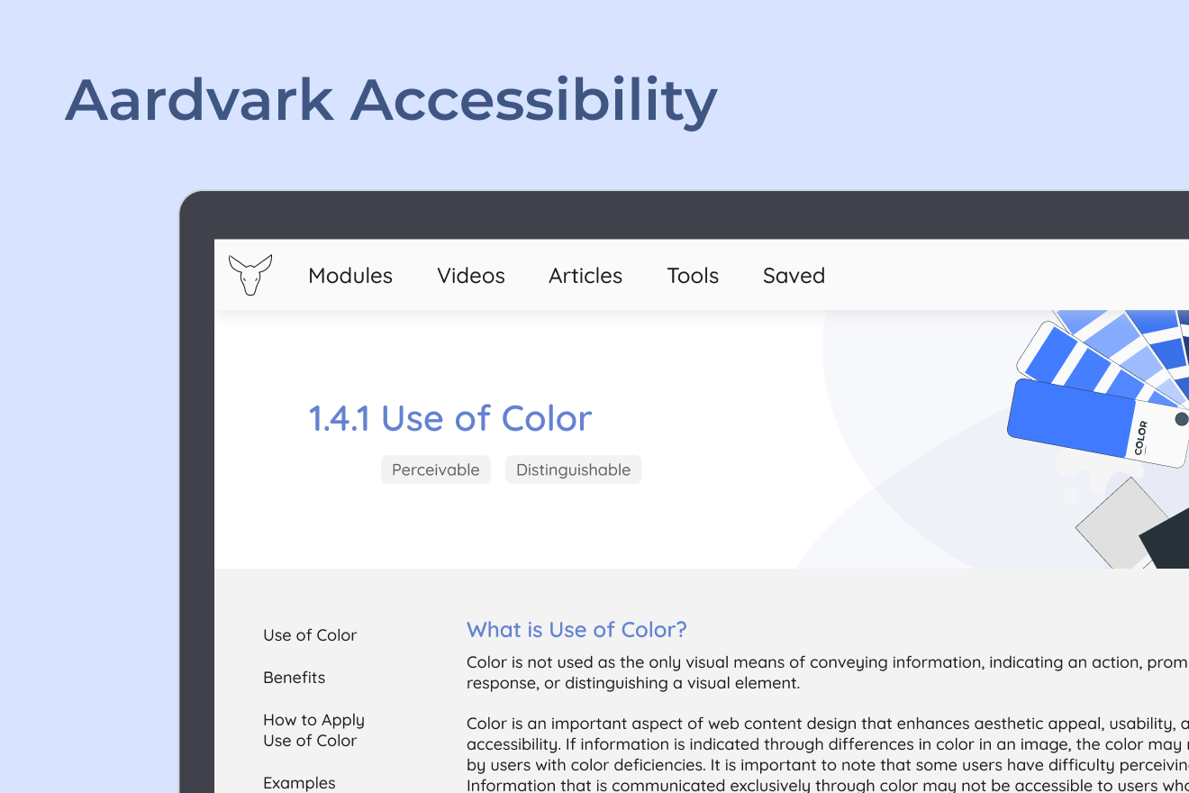 Aardvark Accessibility screen with name