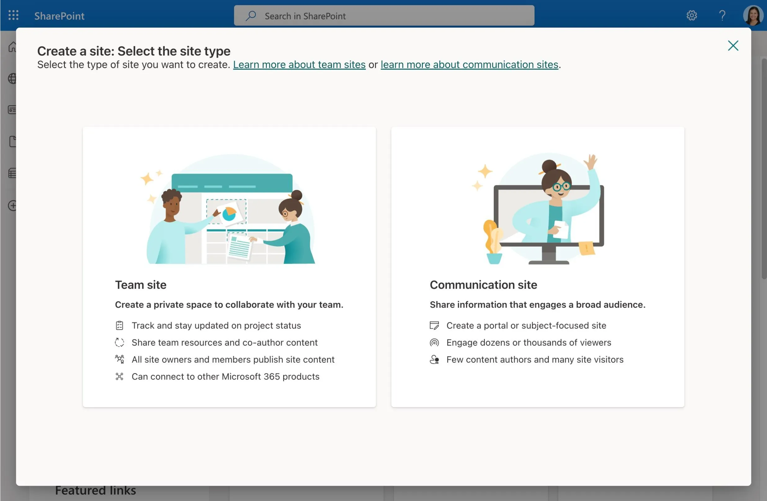 Types of SharePoint Sites