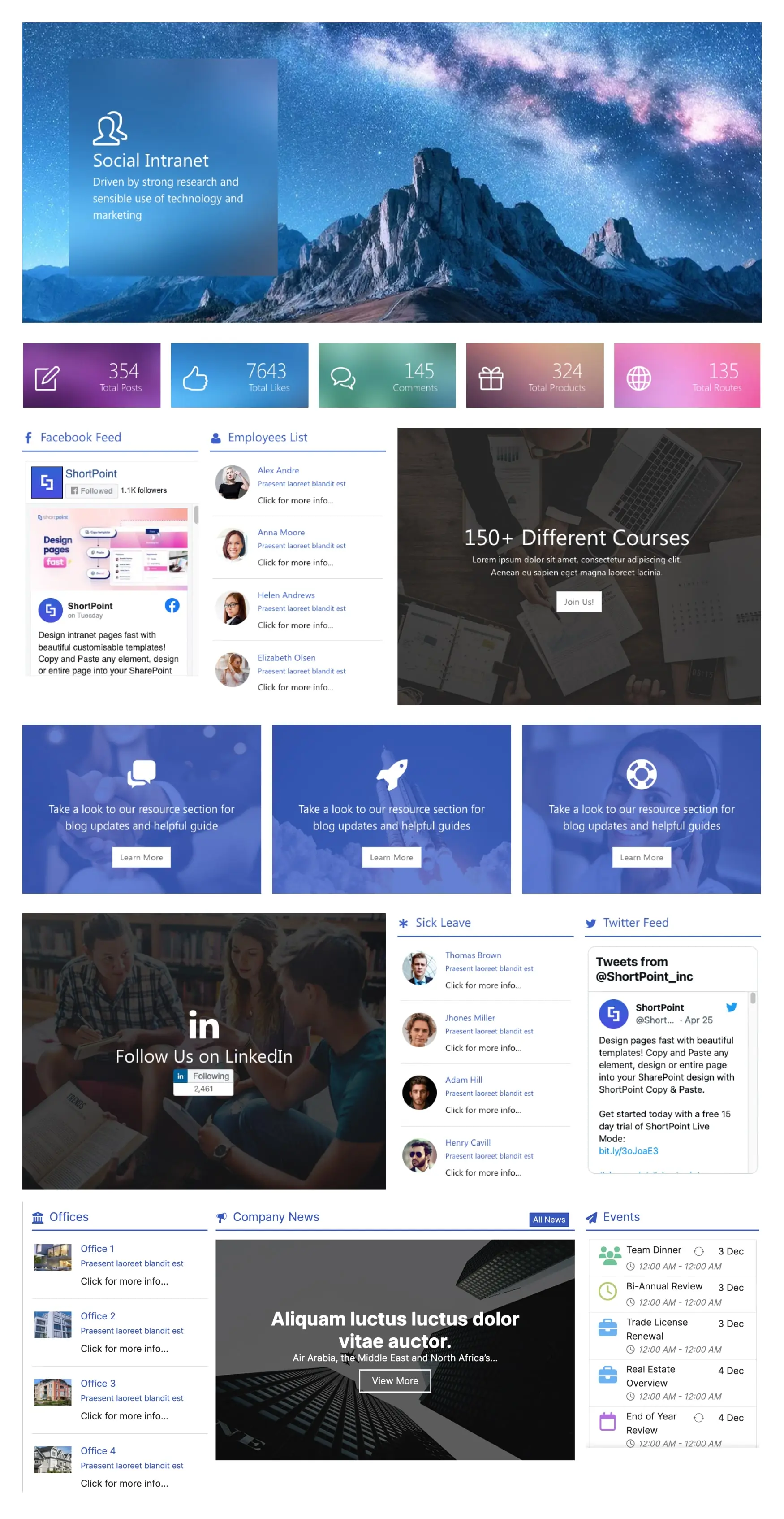 Preview of Social Collaboration Platform SharePoint Template