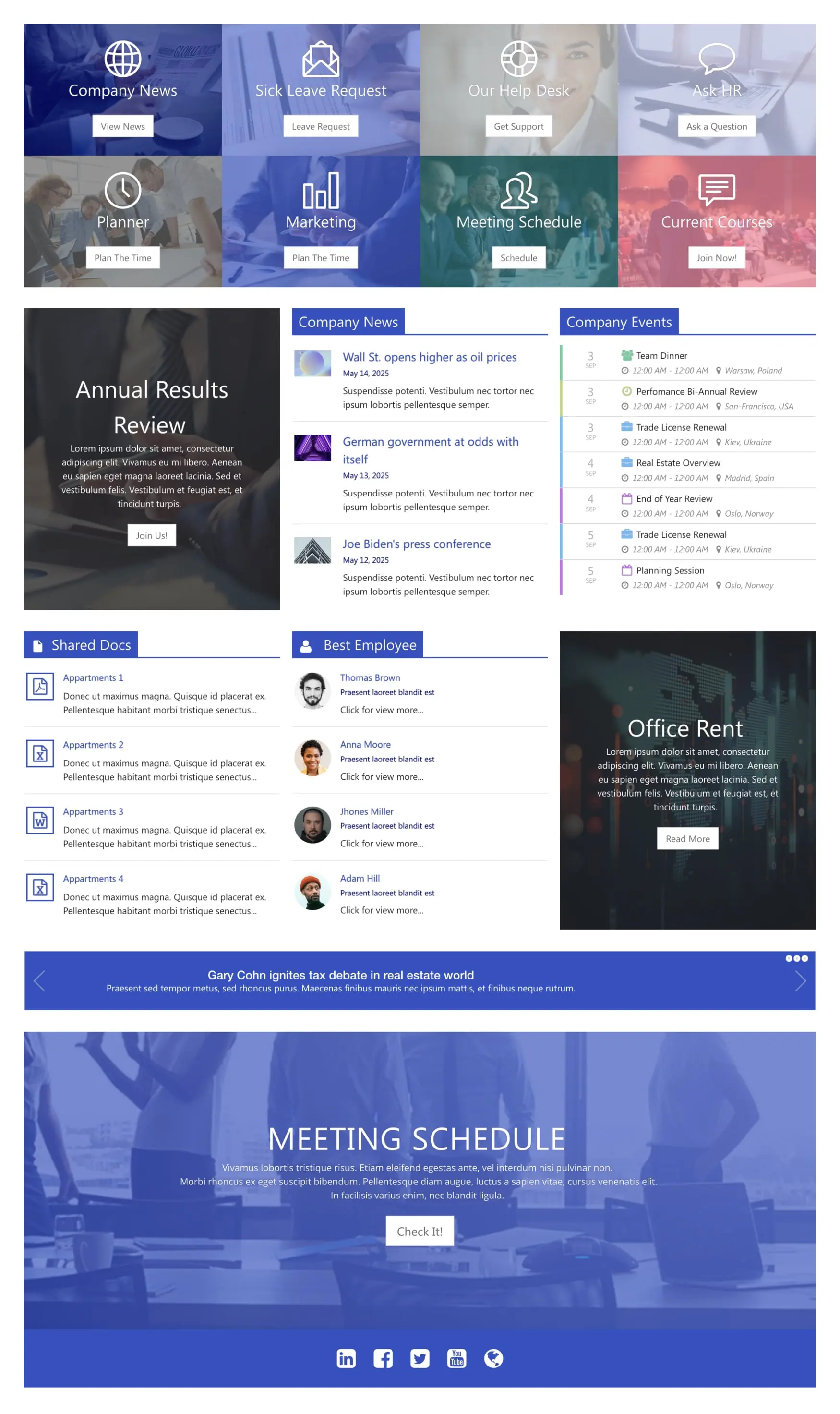 Preview of Modern Workplace Hub SharePoint Template