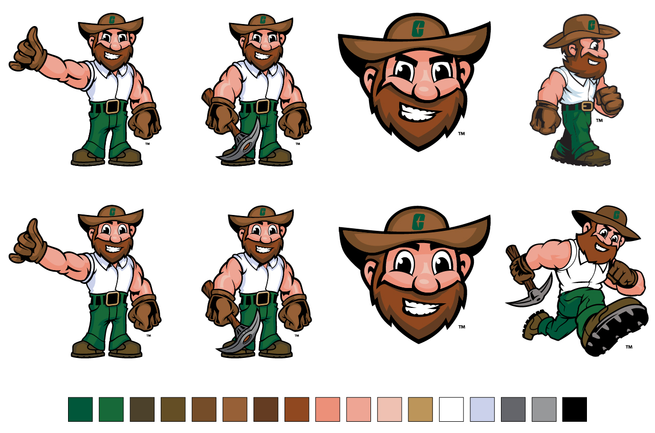 Spec sheet for UNC Charlotte mascot Norm