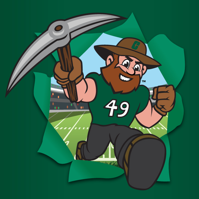 University mascot jumps through the frame