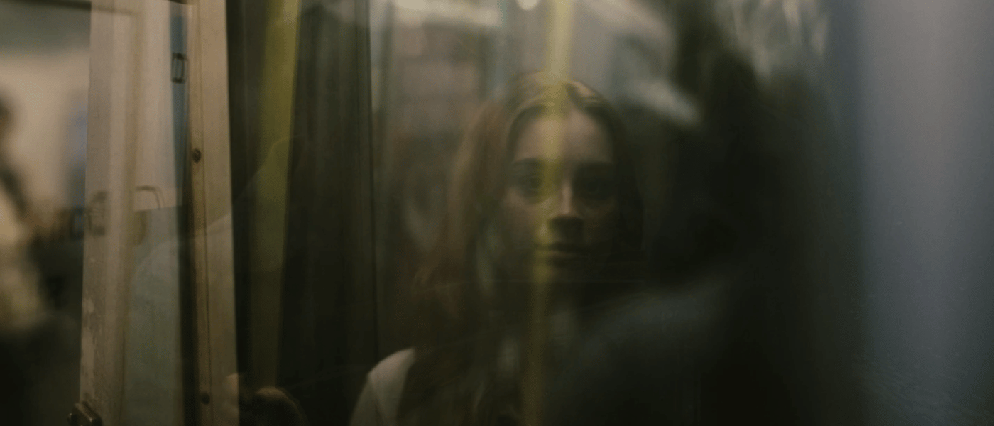 Woman standing on the subway
