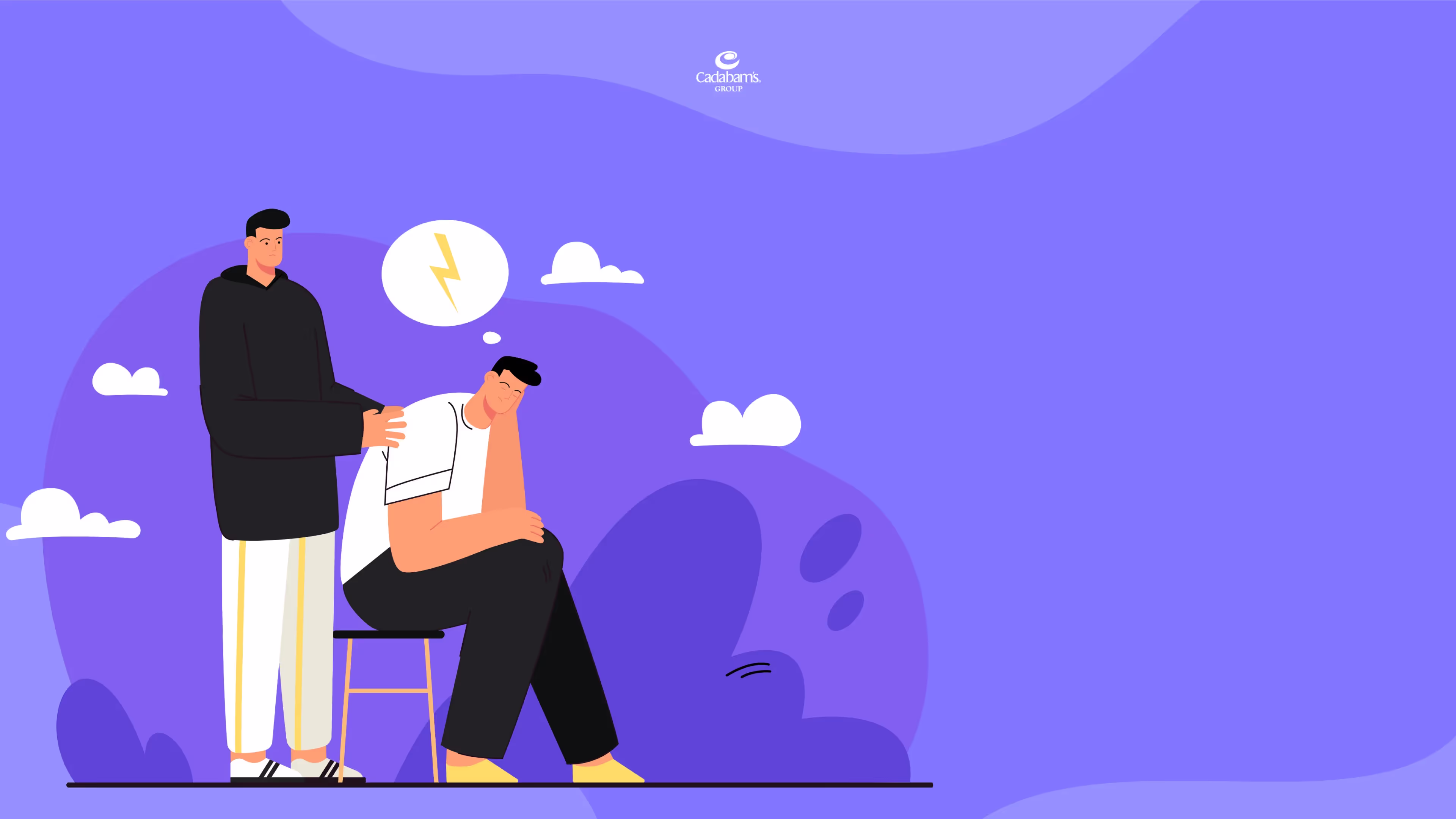 A person holding the hand of someone trapped by schizophrenia.