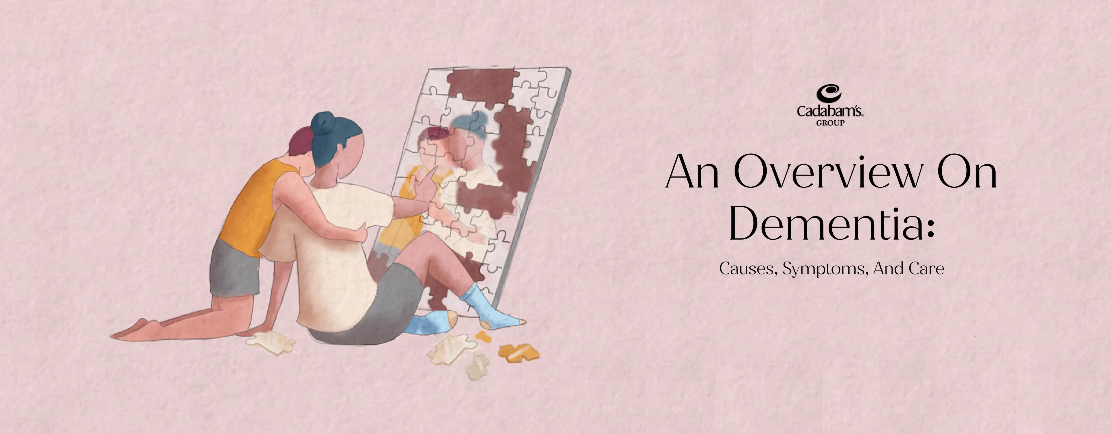 A child helping a woman dealing with dementia to join the pieces of a puzzle.