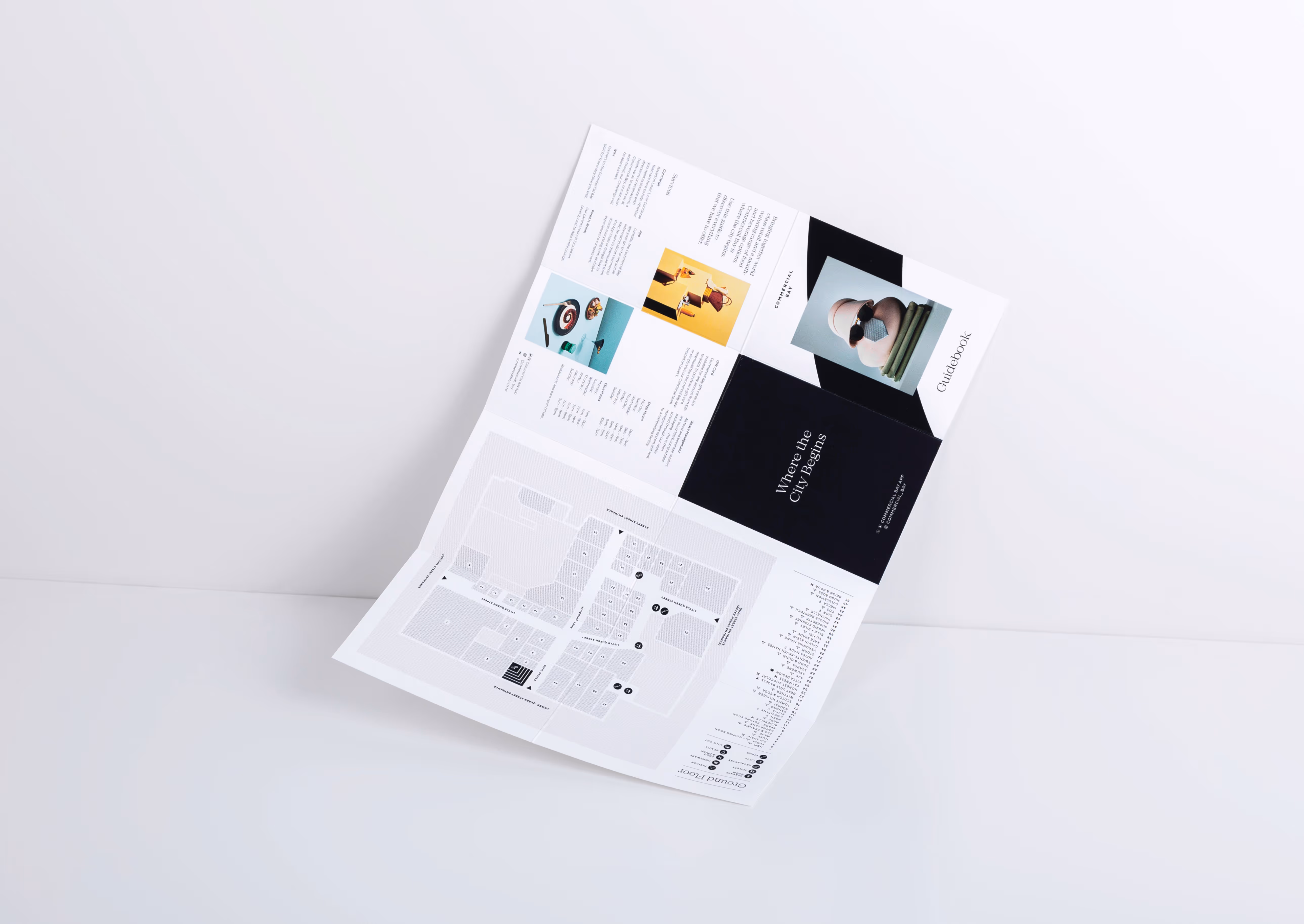 Commercial Bay guidebook and floor map, designed by Blink, Auckland