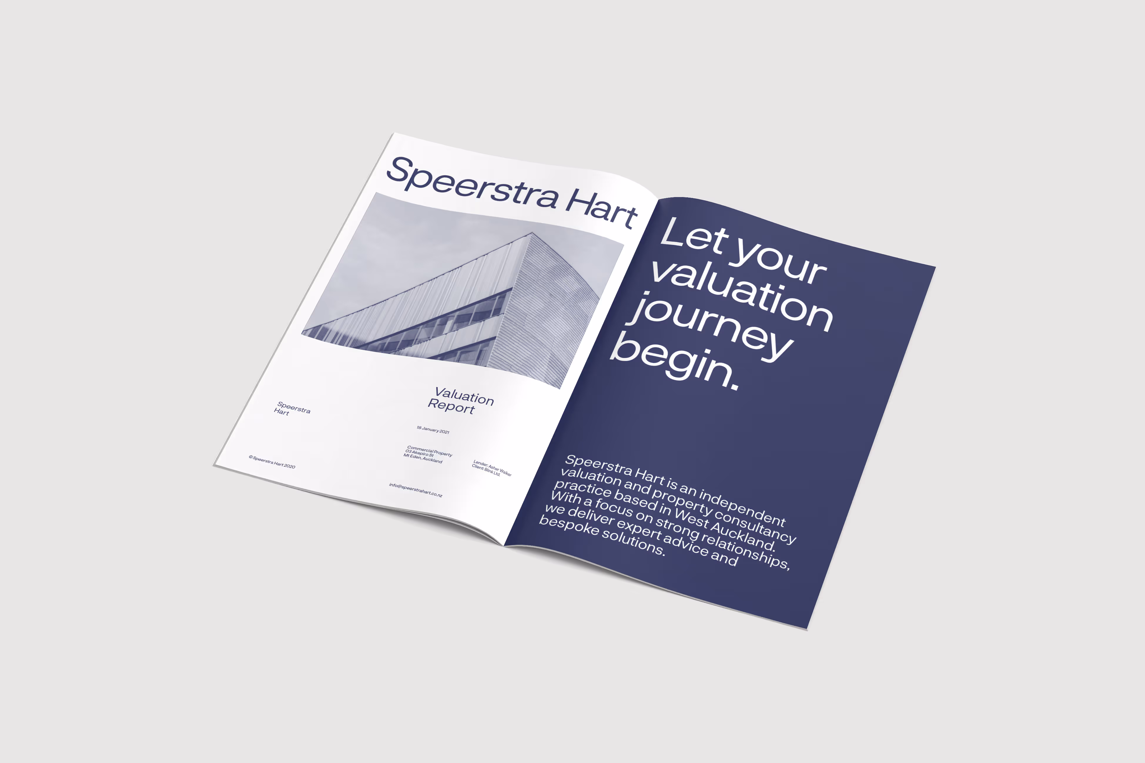 Speerstra Hart branded brochure design by Blink, Auckland