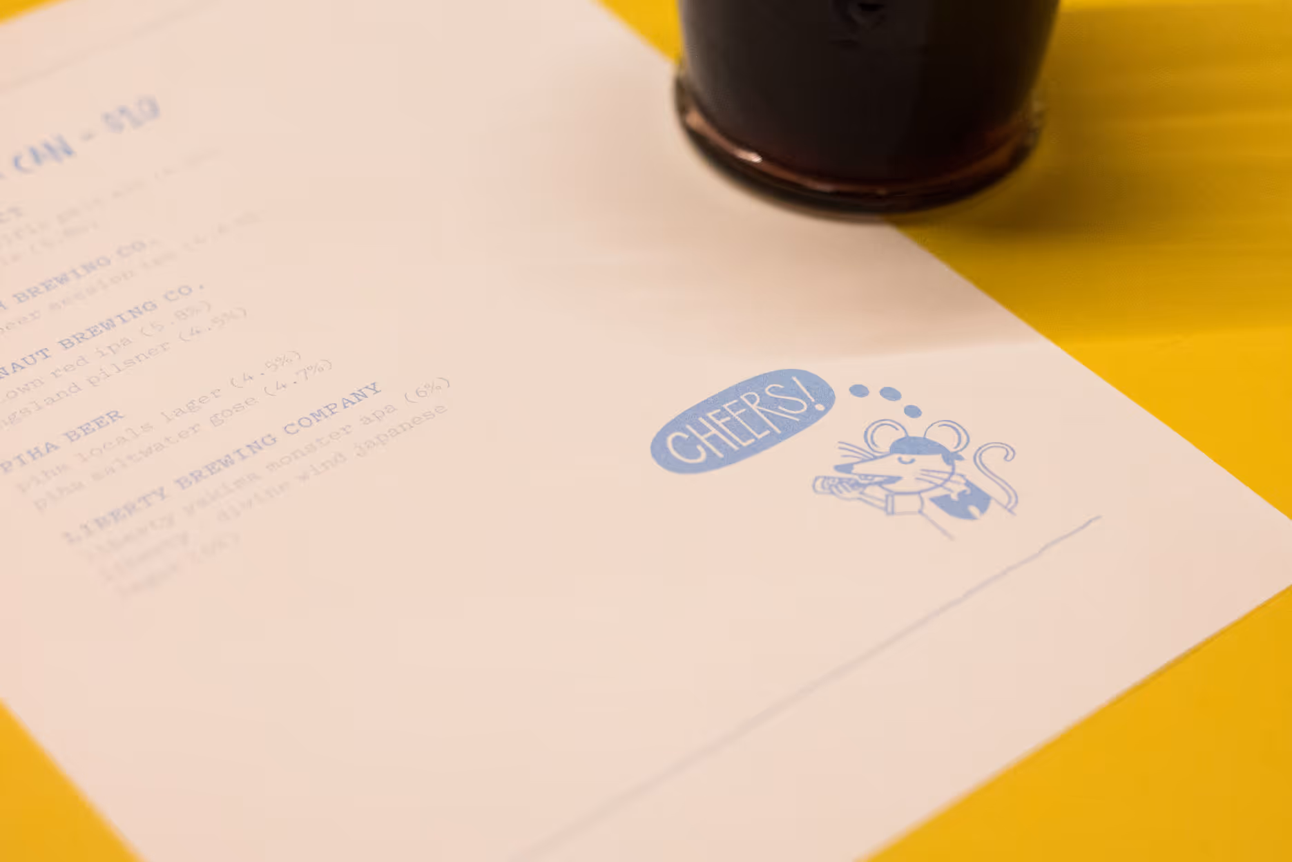Umu Pizza menu detail with hand-drawn character illustration, designed by Blink, Auckland