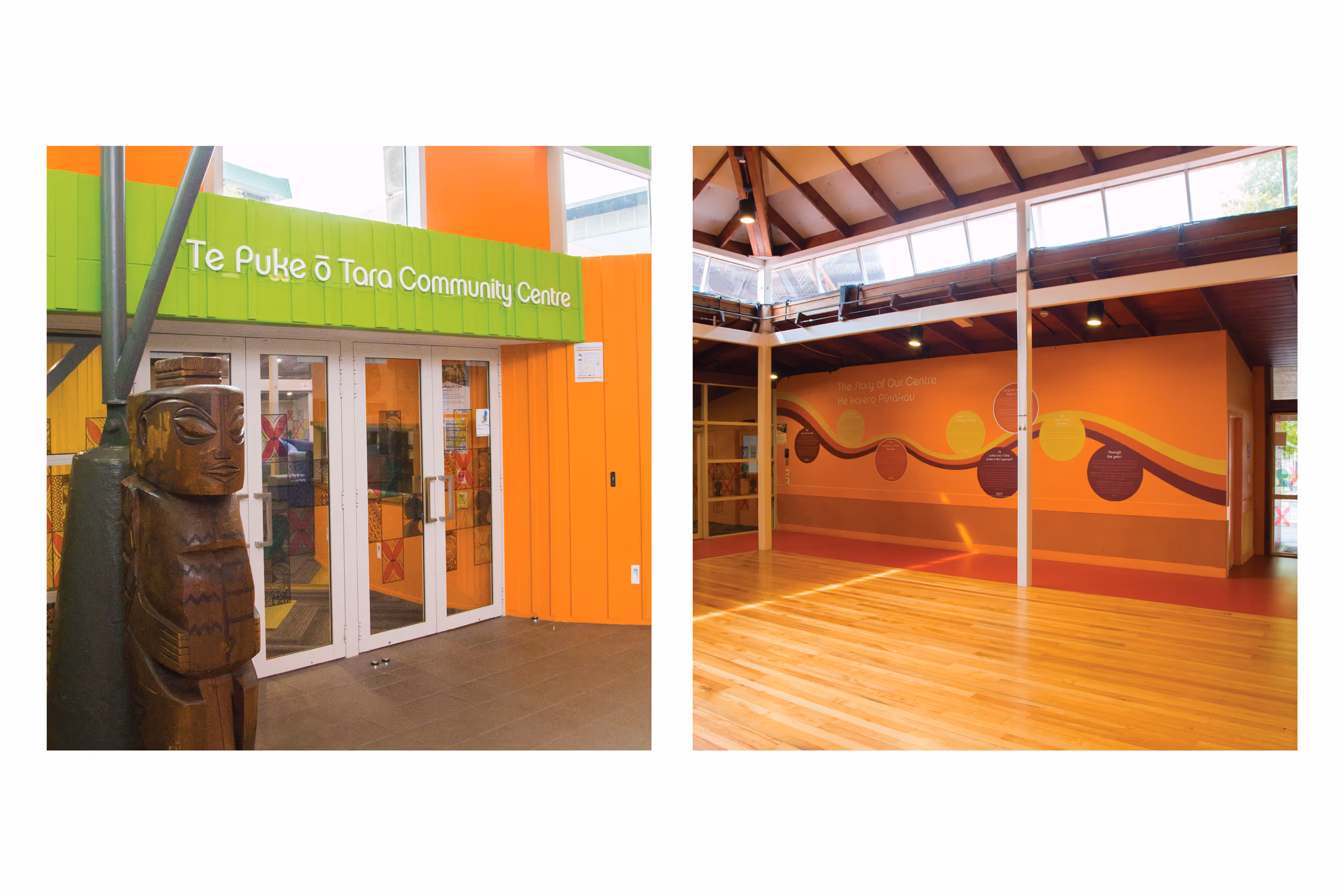 Te Puke ō Tara Community Centre exterior signage and interior wall graphics, designed, fabricated and installed by Blink, Auckland