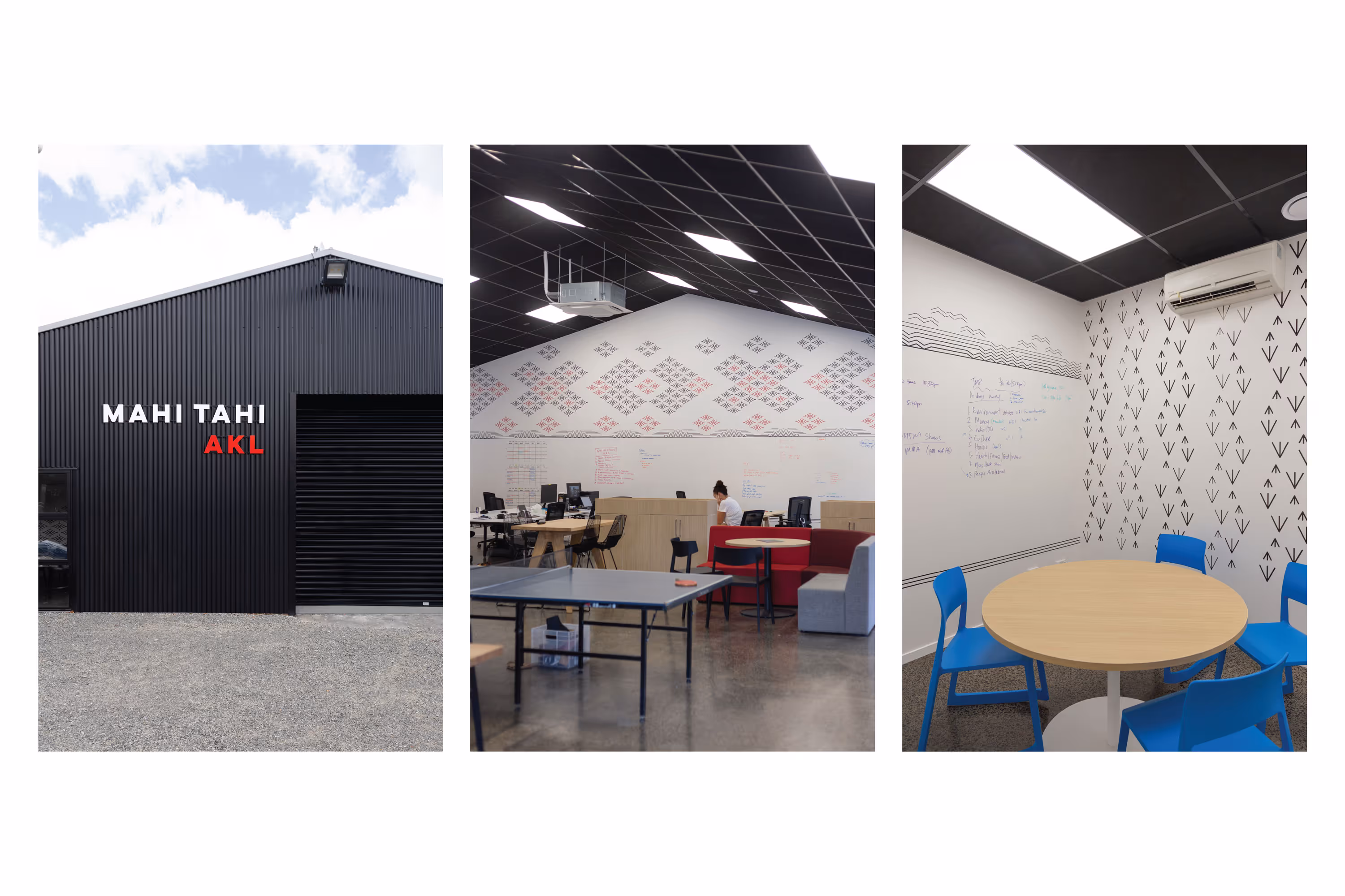 Mahi Tahi office graphics by Blink feature exterior signage and interior wall patterns