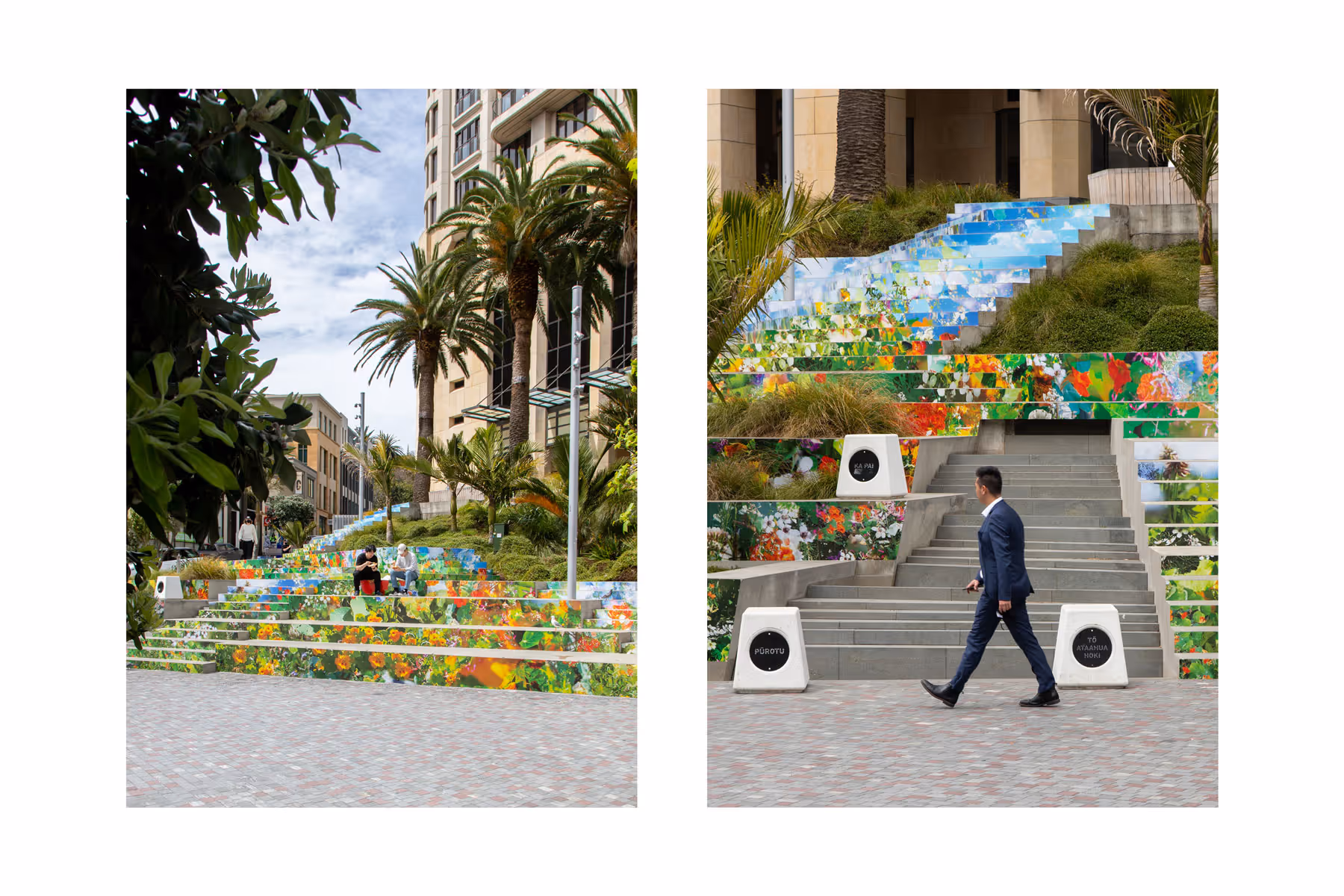 Freyberg Place floral step installation in downtown Auckland, fabricated and installed by Blink