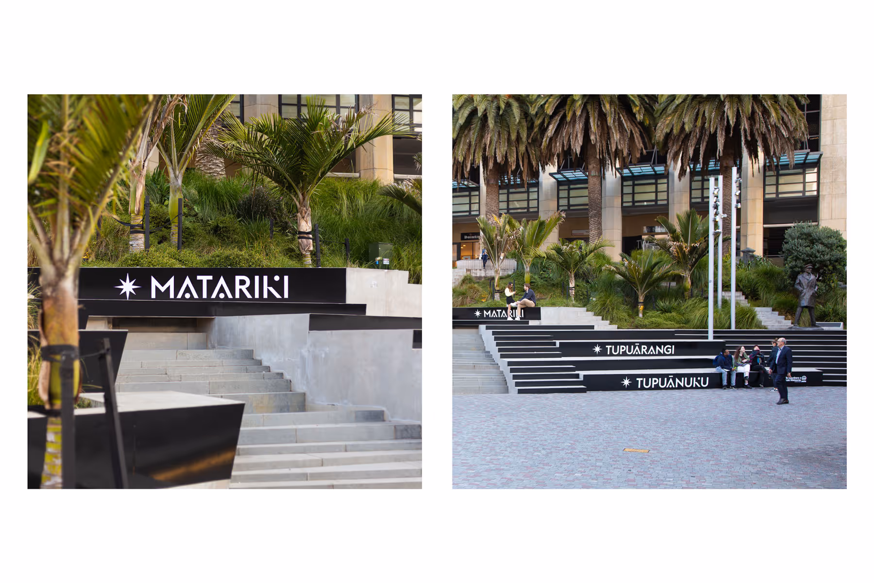 Matariki celebration stair installation at Freyberg Place, designed and installed by Blink, Auckland