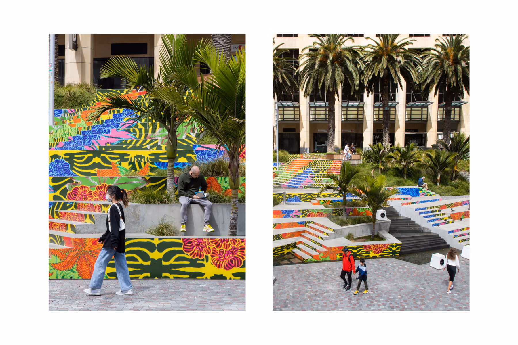 Colourful stair installation at Freyberg Place, fabricated and installed by Blink, Auckland