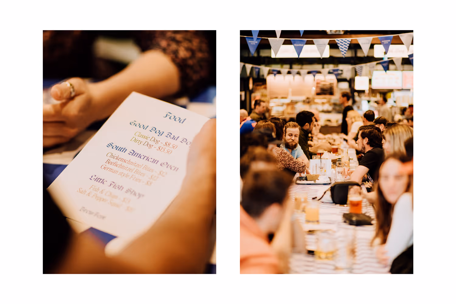 Brew Fest at Commercial Bay Harbour Eats — branded menu, bunting and printed table coverings designed by Blink, Auckland