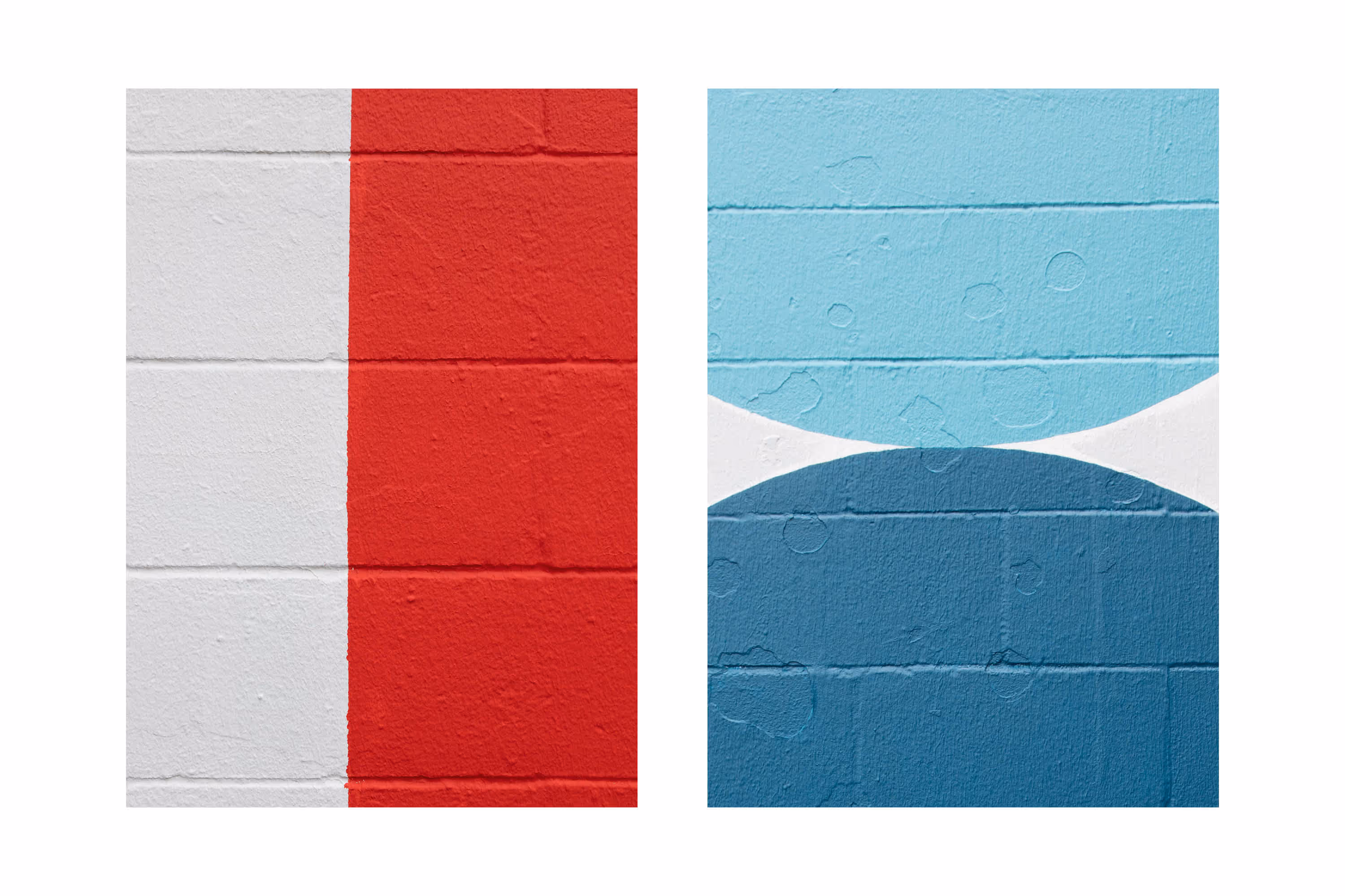 Close-up detail of hand-painted supergraphics mural for Burnett Foundation Aotearoa, painted by Blink, Auckland