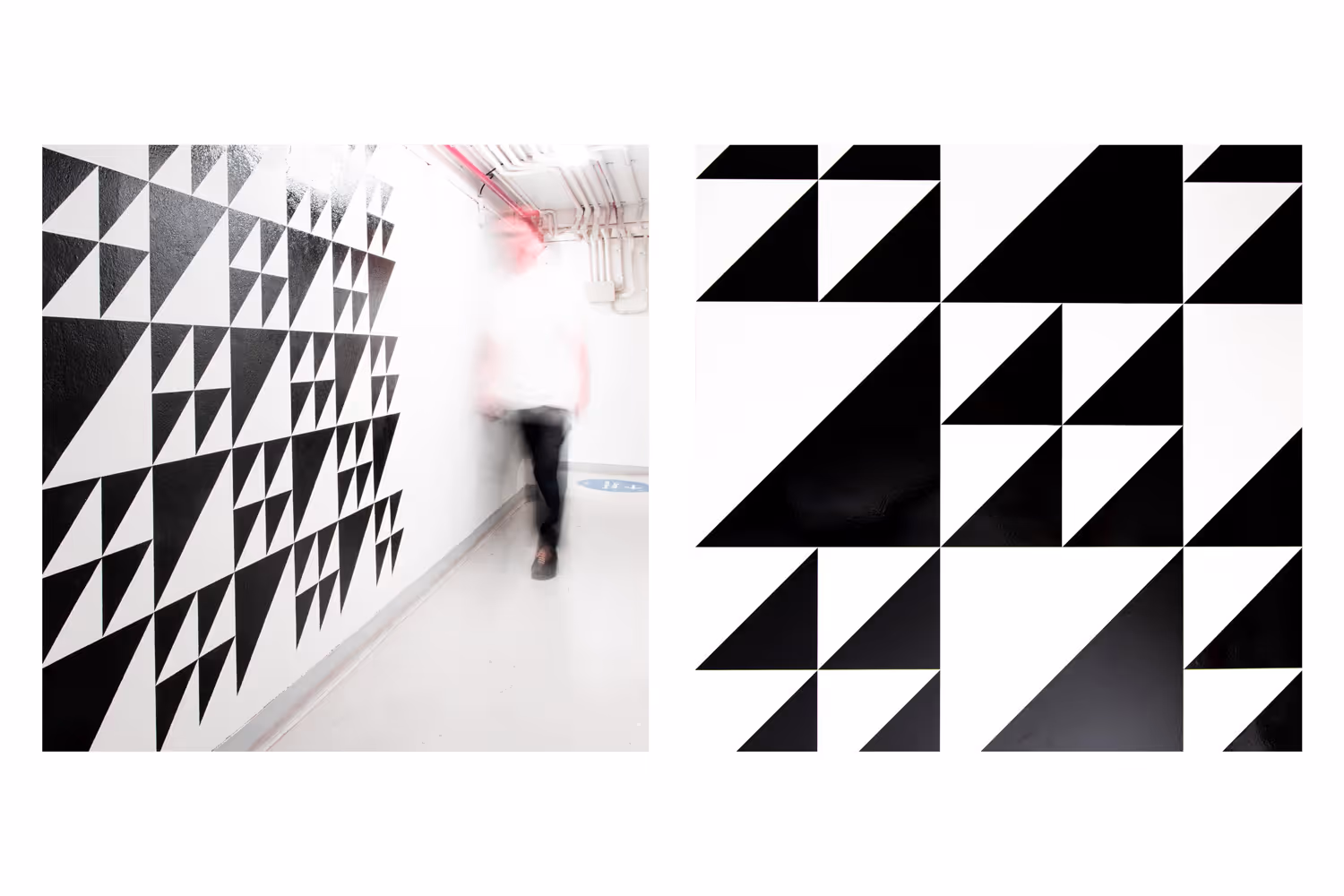 Geometric black and white triangle mural at Jarden House by Blink