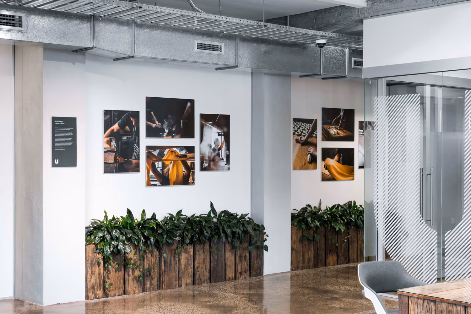 UnserHaus interior fine art print installation and glass vinyl, designed by Studio South, fabricated and installed by Blink, Auckland