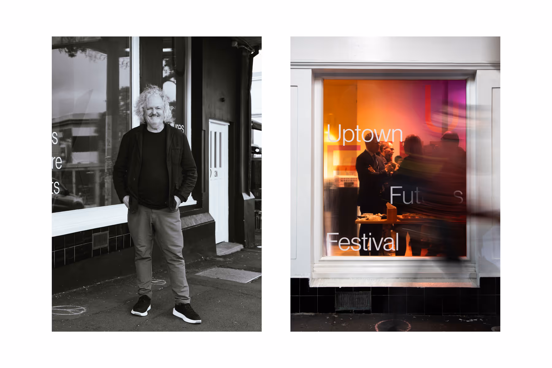 Uptown Futures Festival branding and window vinyl installation by Blink, Auckland