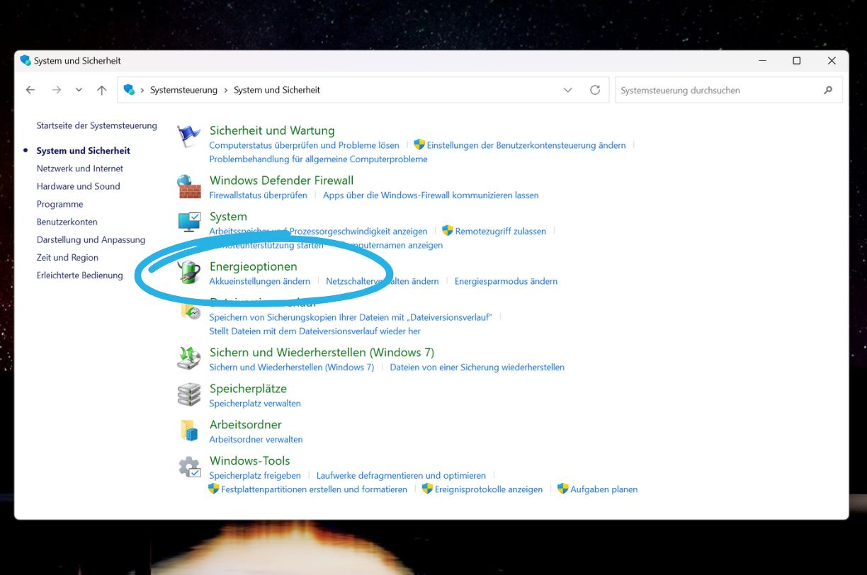 Energieoptionen Windows 11
